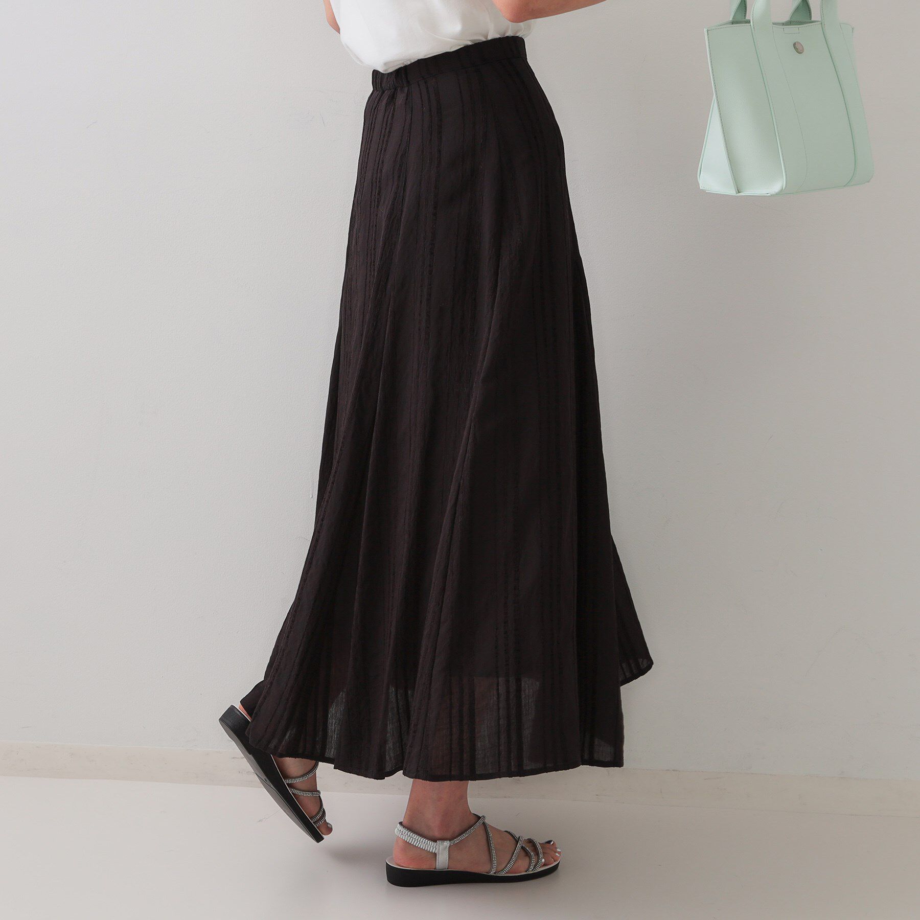 OPAQUE.CLIP「ランダムストライプフレアスカート」|スカート|