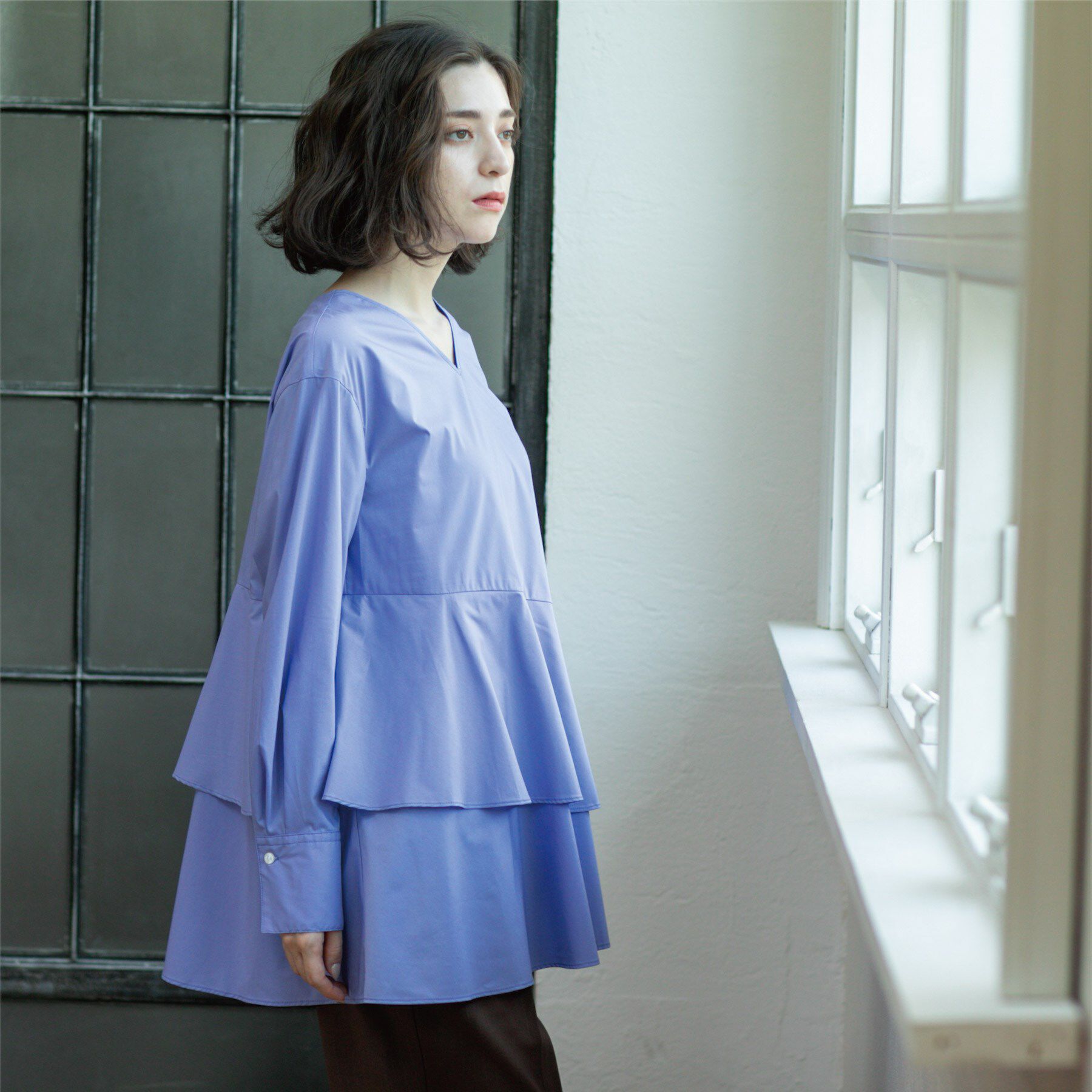 OPAQUE.CLIP「アシンメトリーフリルチュニック【洗濯機洗い可】」|シャツ・ブラウス|