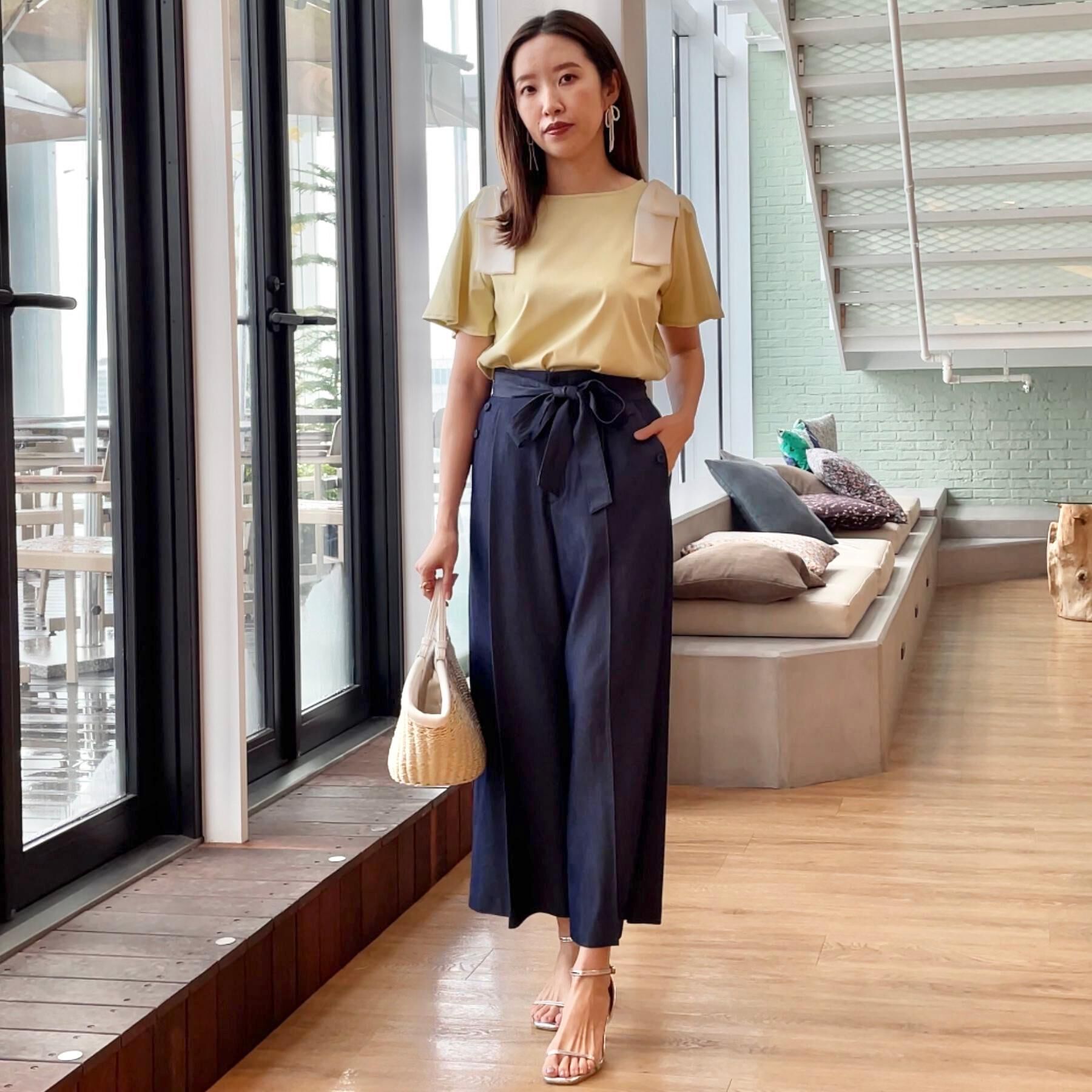 Couture broach「【リボン・マシンウォッシャブル・UV機能・接触冷感】肩リボントップス」|Tシャツ・カットソー|