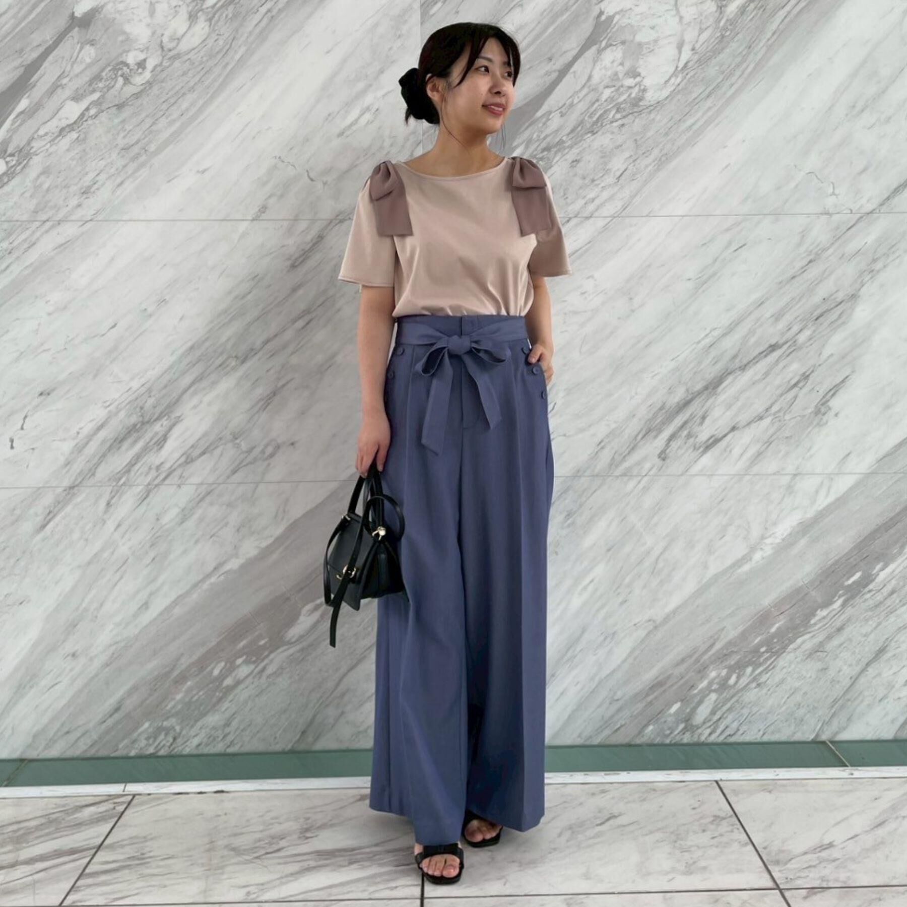 Couture broach「【リボン・マシンウォッシャブル・UV機能・接触冷感】肩リボントップス」|Tシャツ・カットソー|