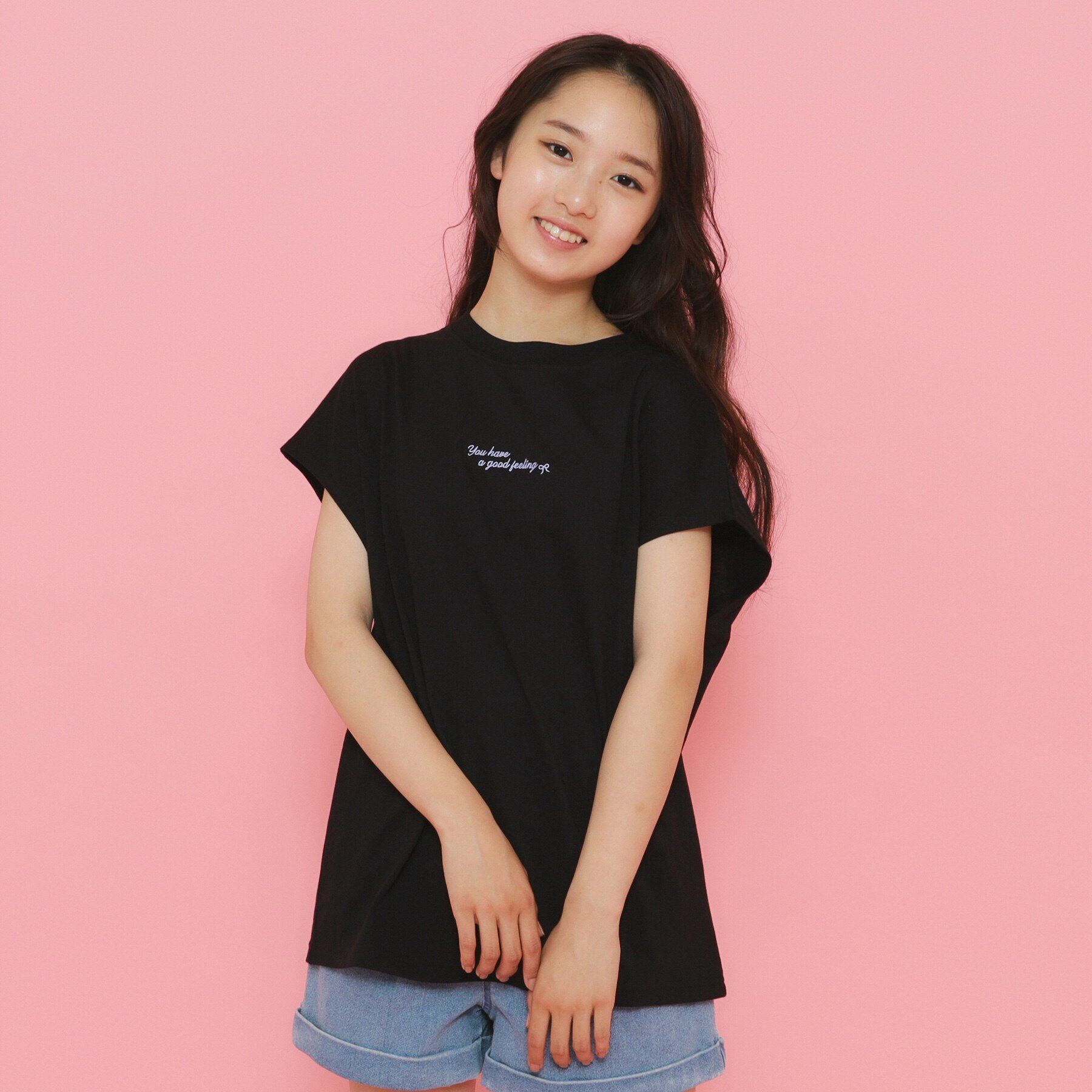 PINK-latte「【130cmあり】スプレープリントゆる Tシャツ」|Tシャツ・カットソー|