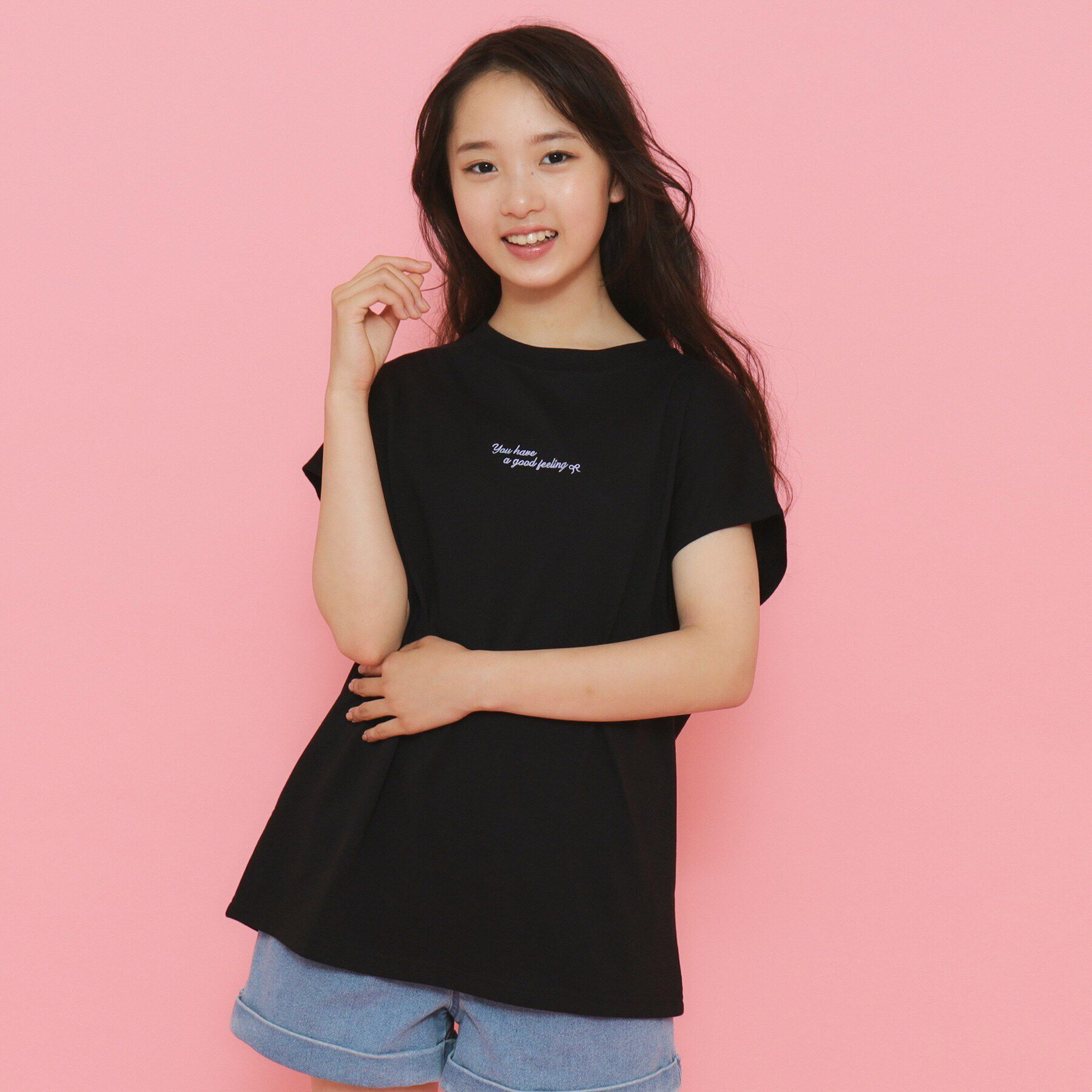 PINK-latte「【130cmあり】スプレープリントゆる Tシャツ」|Tシャツ・カットソー|