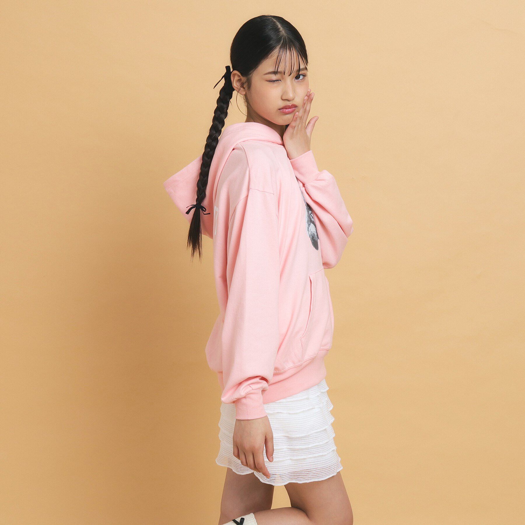 PINK-latte「【130cmあり／人気シリーズ】クマプリント フードパーカ」|その他|