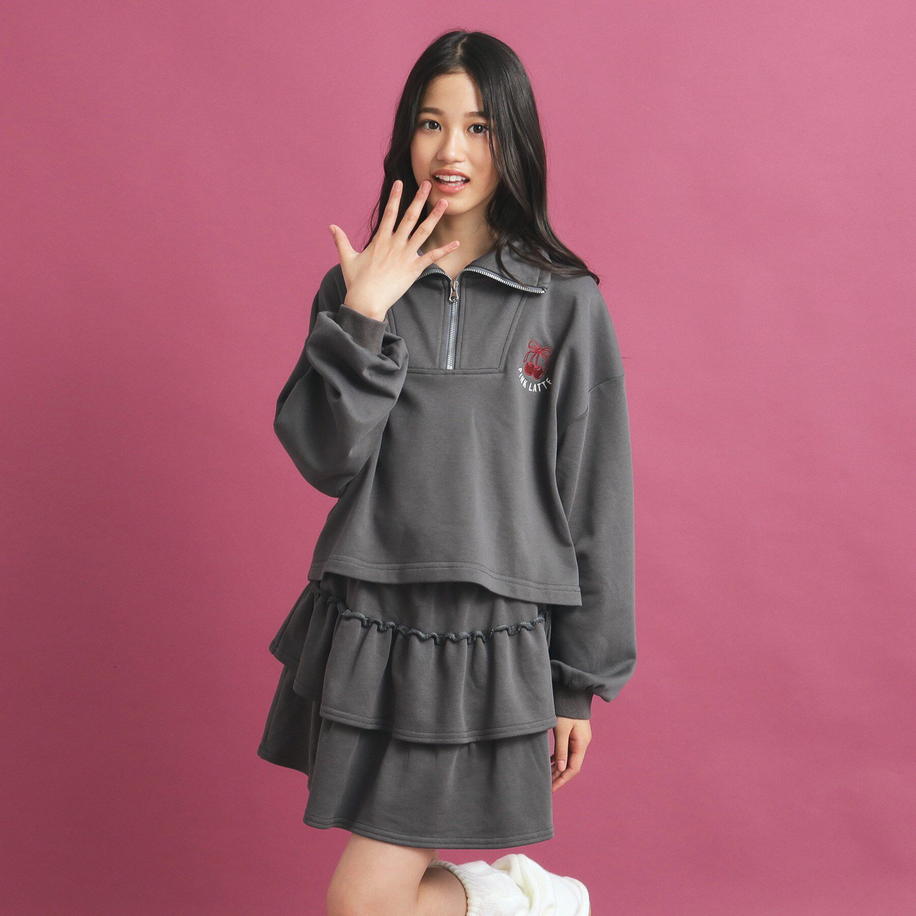 PINK-latte「【セットアイテム】ハーフジップ＆フリルスカート」|その他|