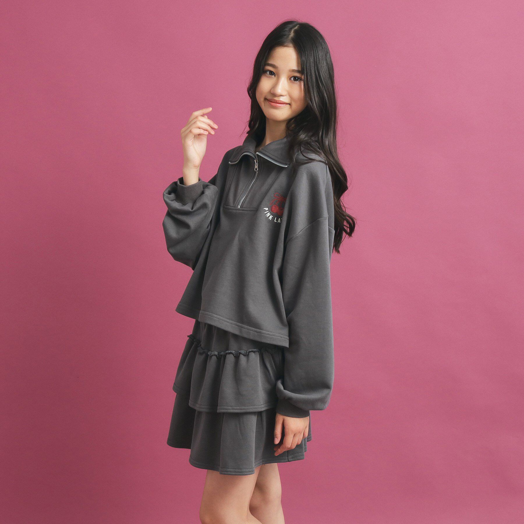 PINK-latte「【セットアイテム】ハーフジップ＆フリルスカート」|その他|