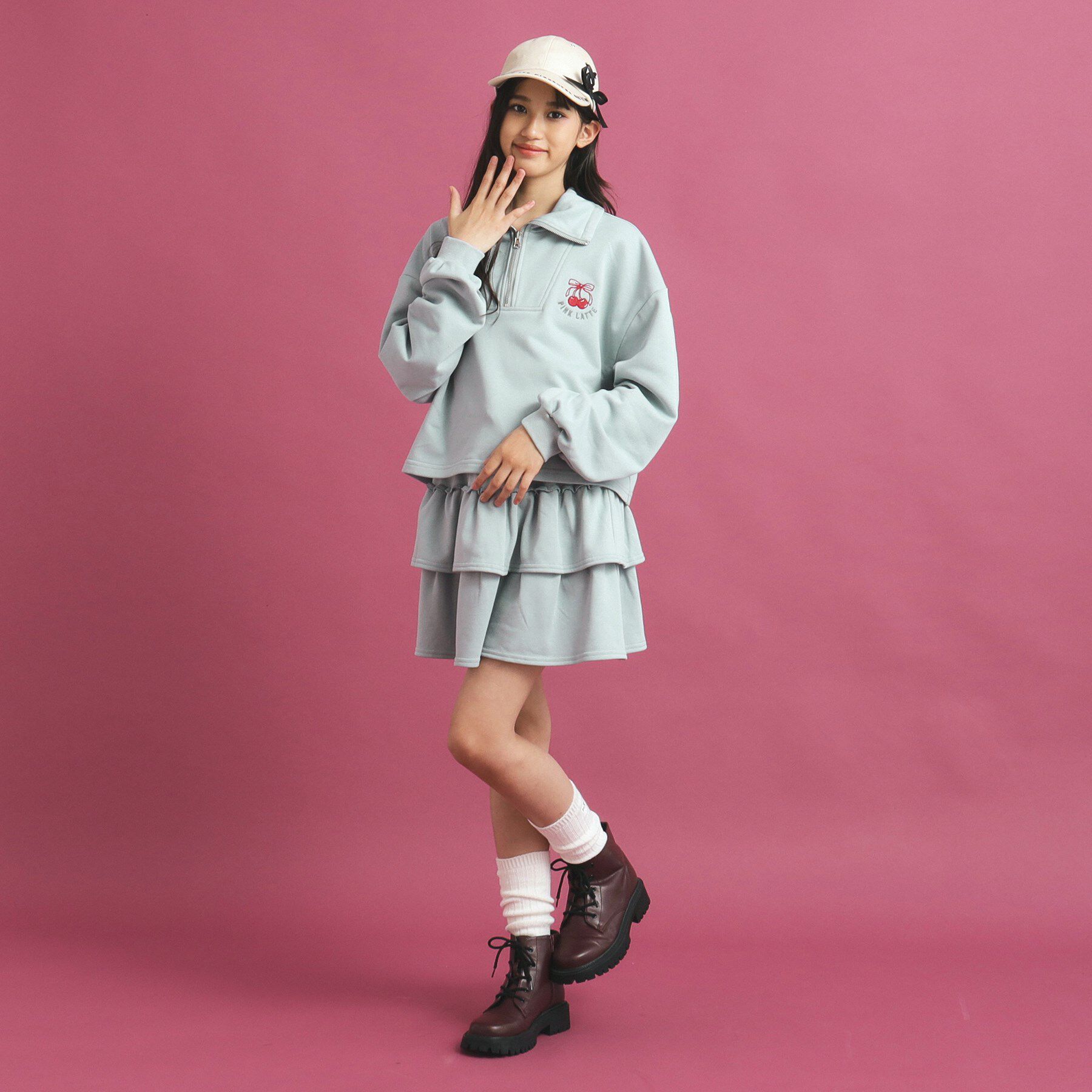 PINK-latte「【セットアイテム】ハーフジップ＆フリルスカート」|その他|