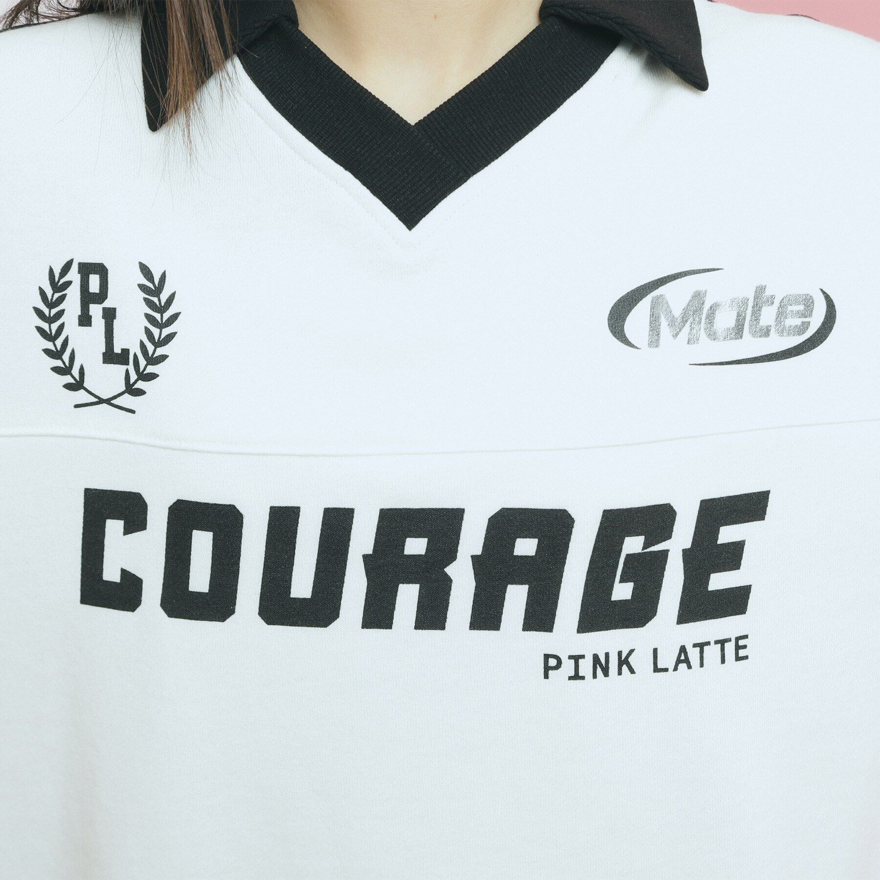 PINK-latte「トレンドVネックゲームシャツ」|Tシャツ・カットソー|