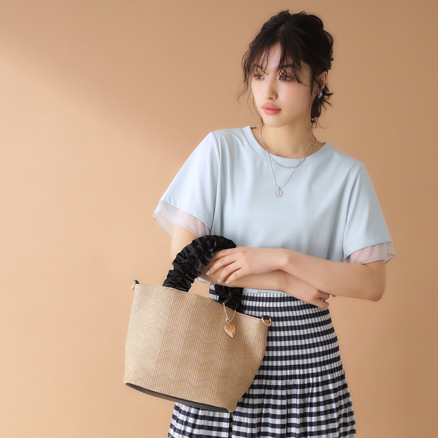 THE SHOP TK「雑材フリルハンドバッグ」|トートバッグ|