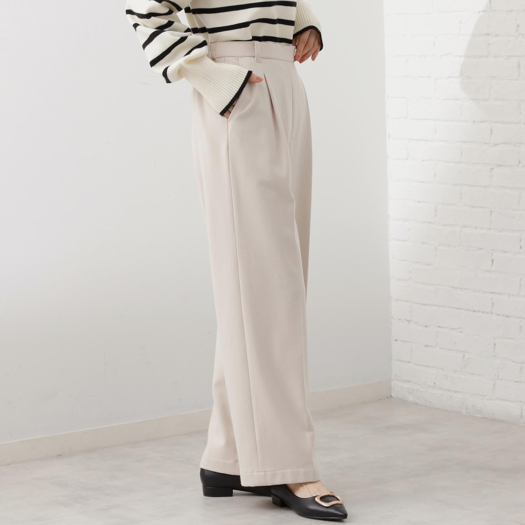 THE SHOP TK「【着丈選べる/XS～XLサイズ】あったか裏起毛ワイドパンツ」|その他|