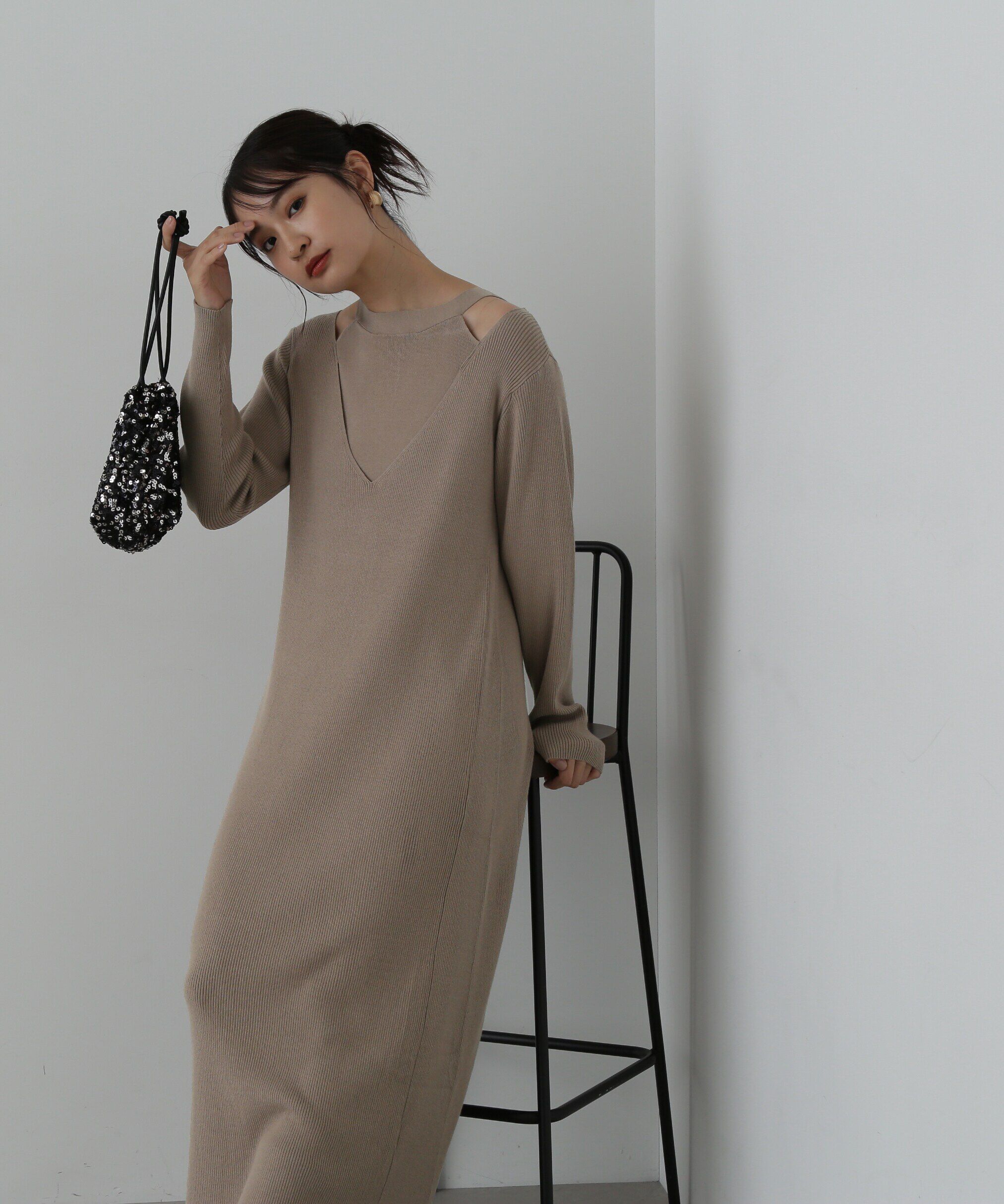  「アメスリニットワンピース」|ワンピース|モカ