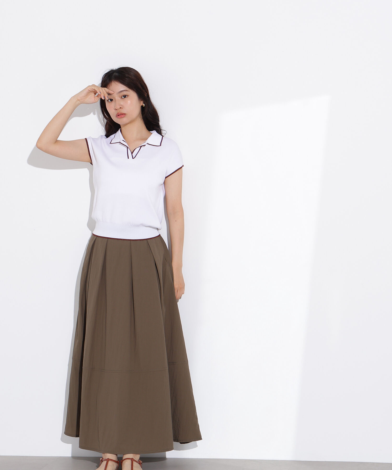  「ラメラインスキッパーポロニット」|ニット・セーター|