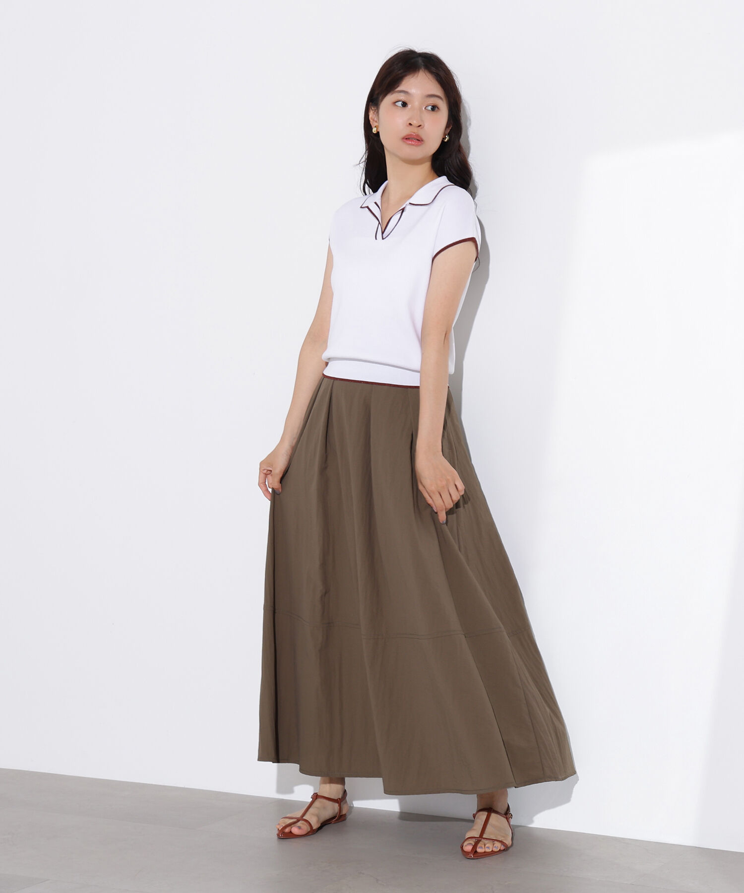  「ラメラインスキッパーポロニット」|ニット・セーター|