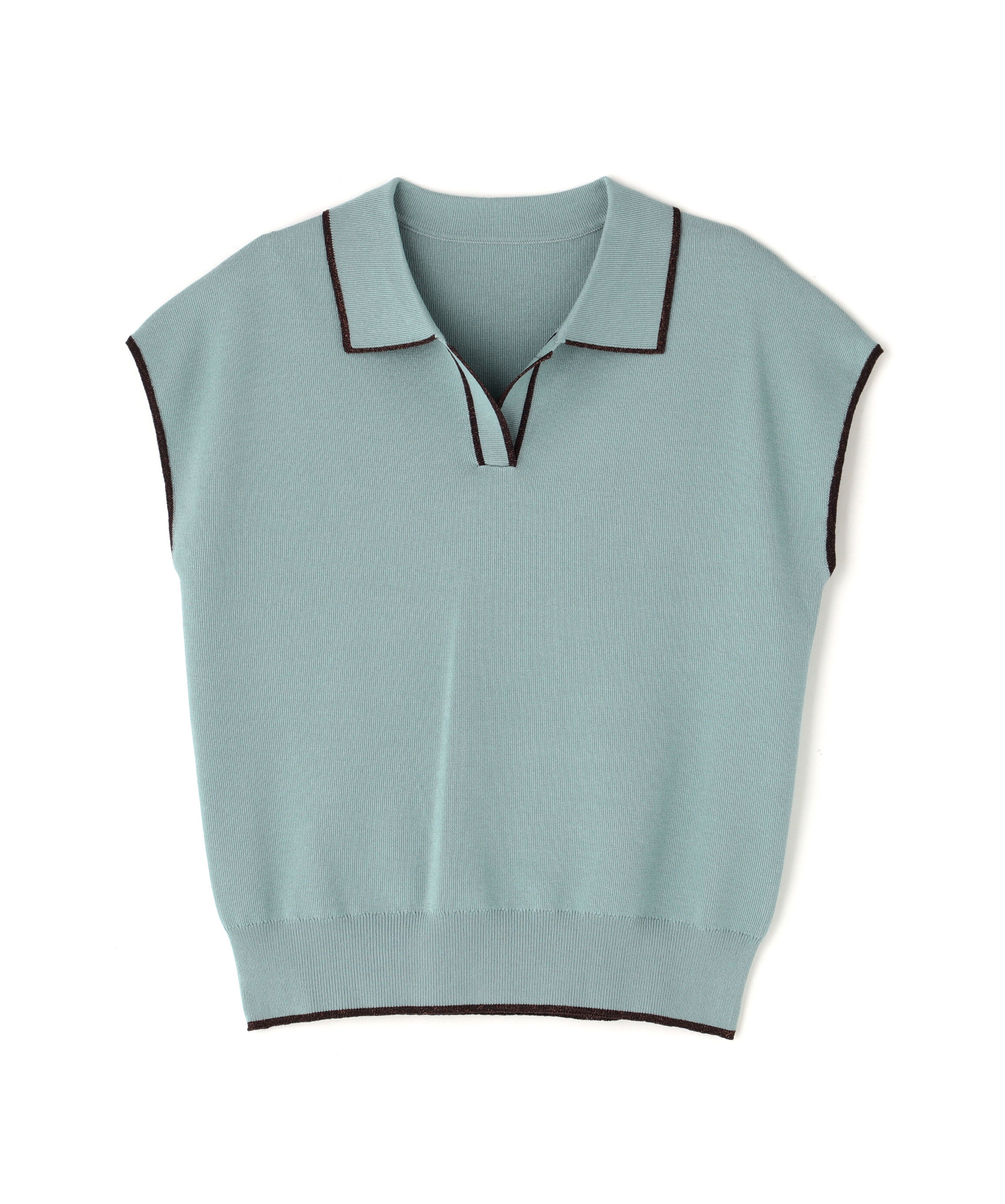  「ラメラインスキッパーポロニット」|ニット・セーター|