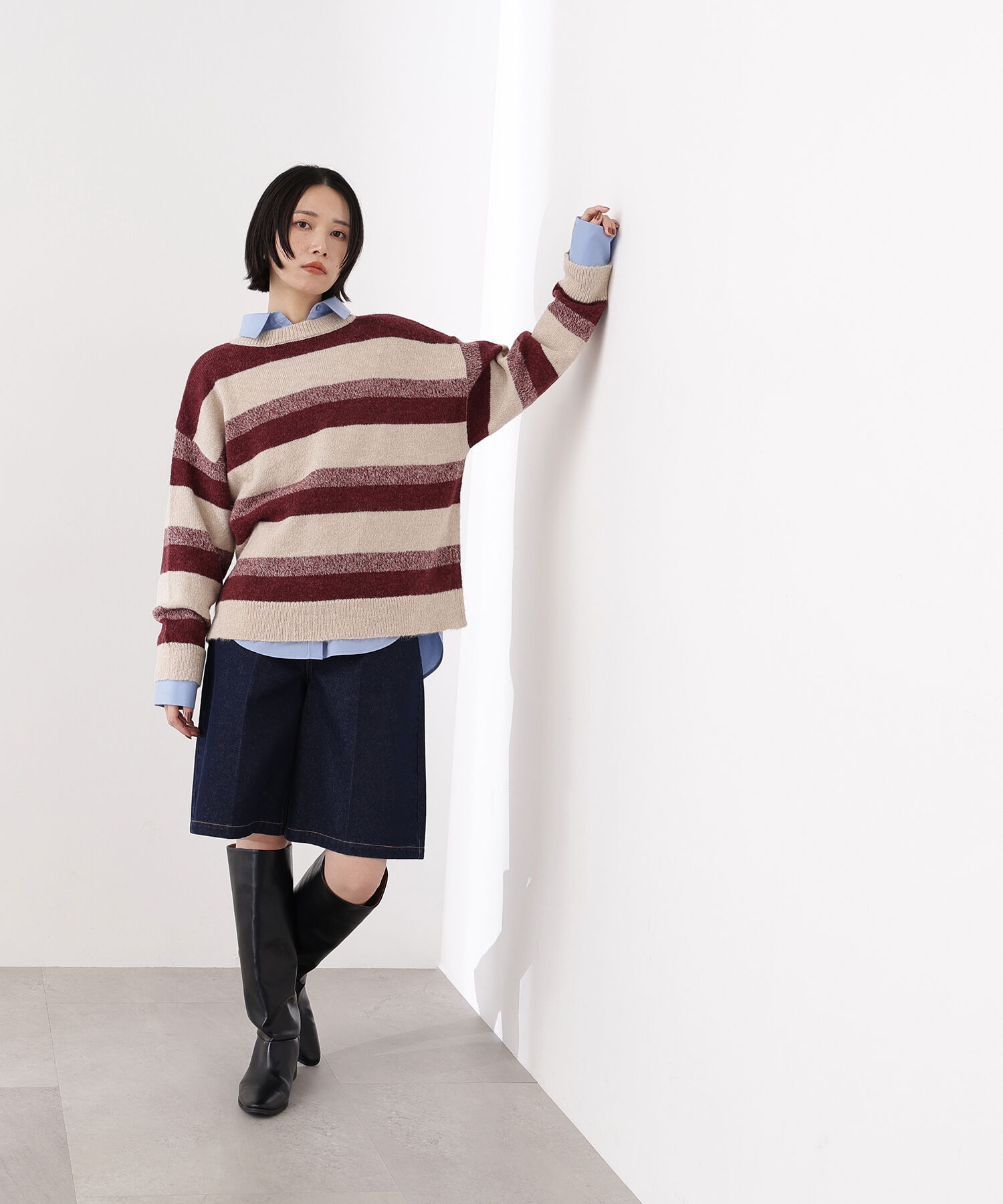  「ヘアリーボーダーニット」|ニット・セーター|