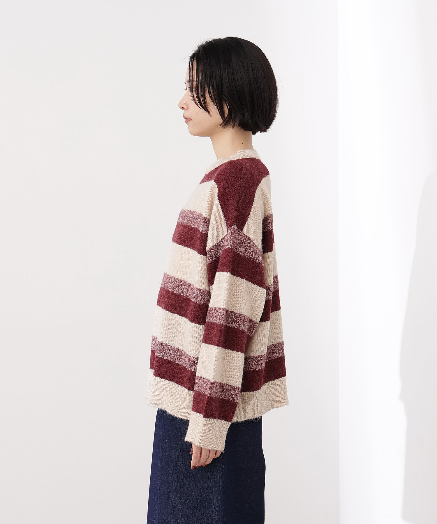  「ヘアリーボーダーニット」|ニット・セーター|