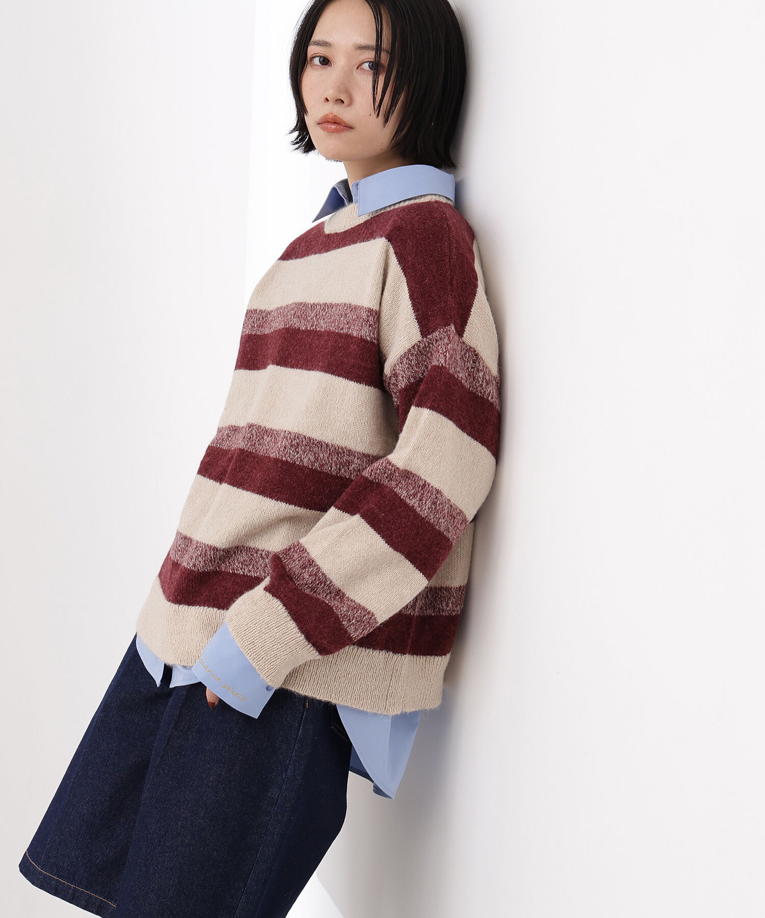  「ヘアリーボーダーニット」|ニット・セーター|