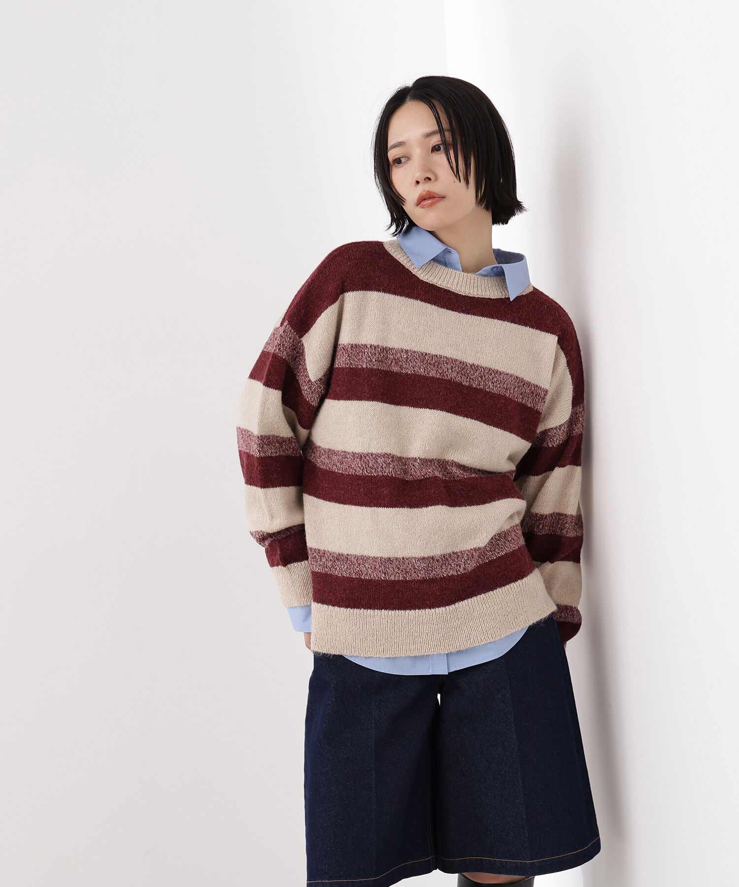  「ヘアリーボーダーニット」|ニット・セーター|