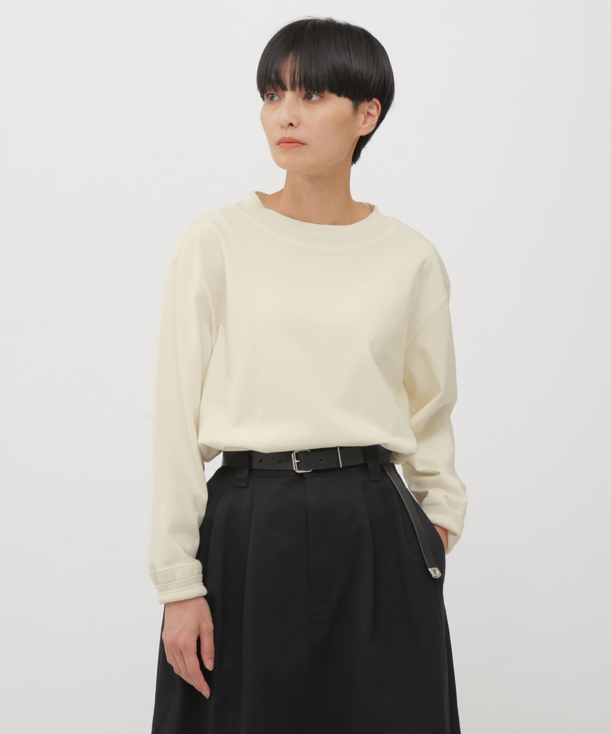 MHL.「LIGHT DENSED COTTON JERSEY TOP」|Tシャツ・カットソー|ECRU2