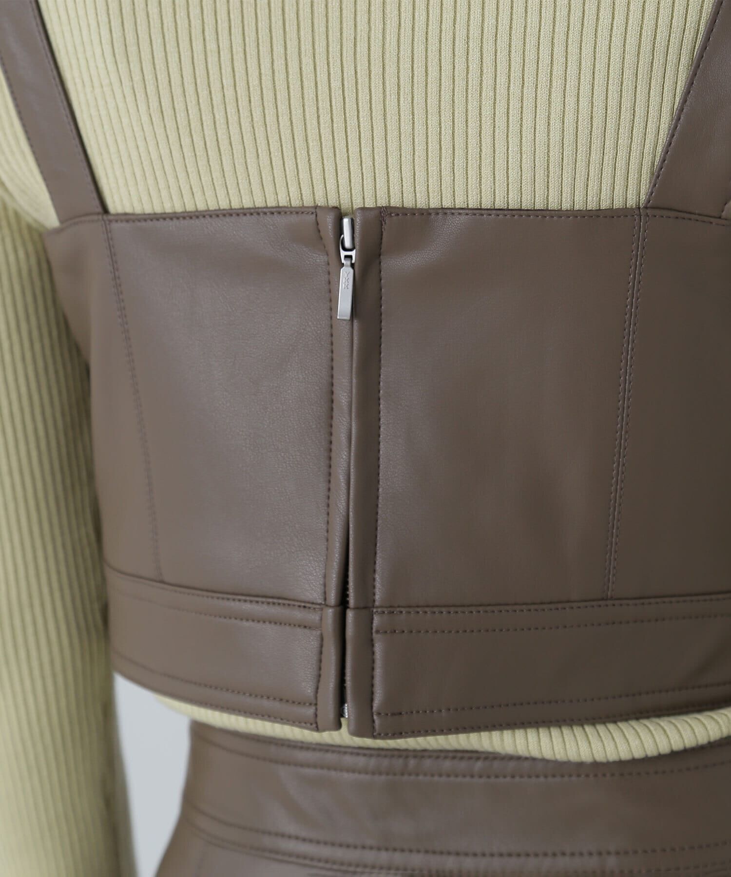  「フェイクレザービスチェ＆スカート」|ワンピース|