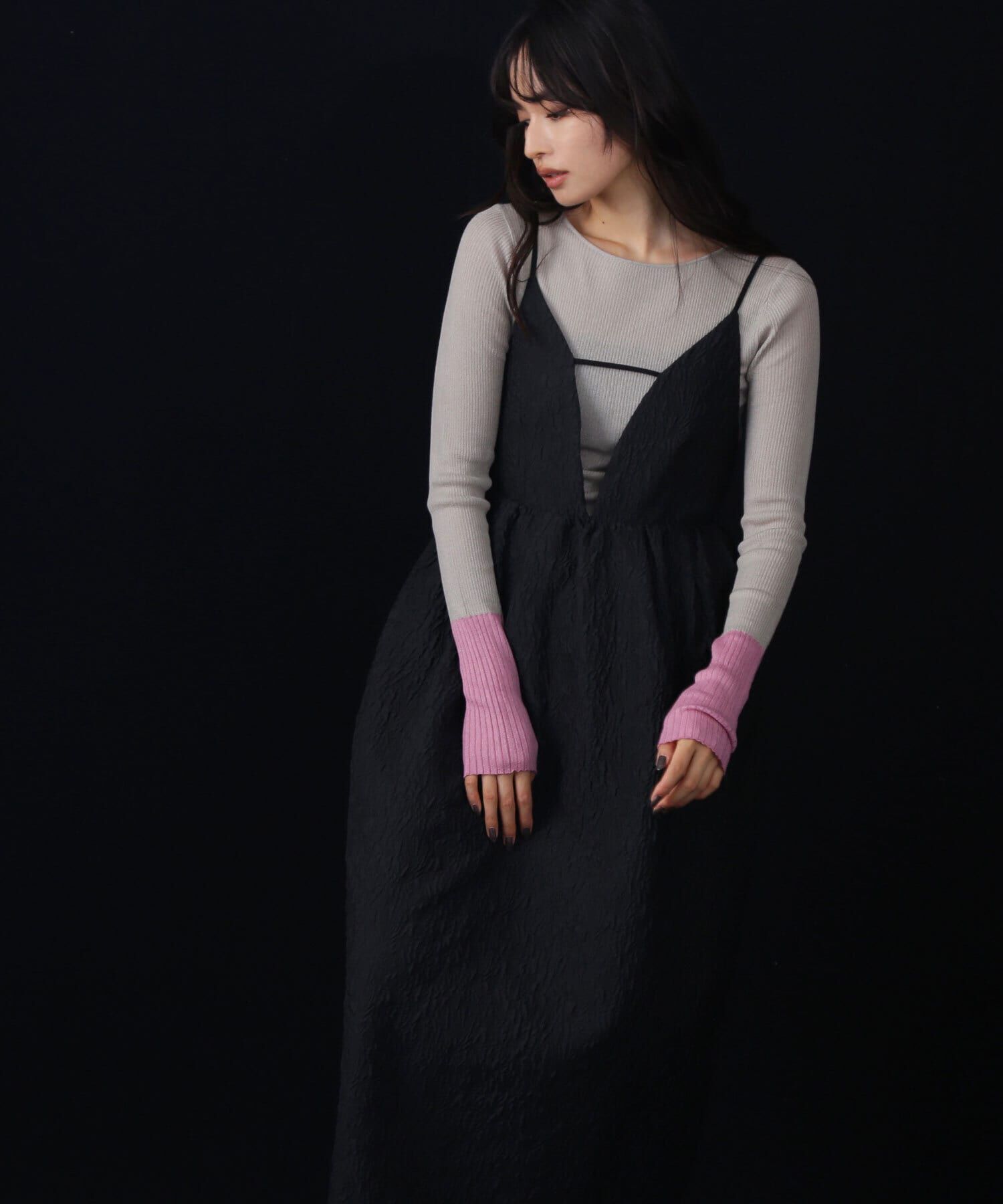  「ジャガードコクーンキャミワンピース」|ワンピース|クロ