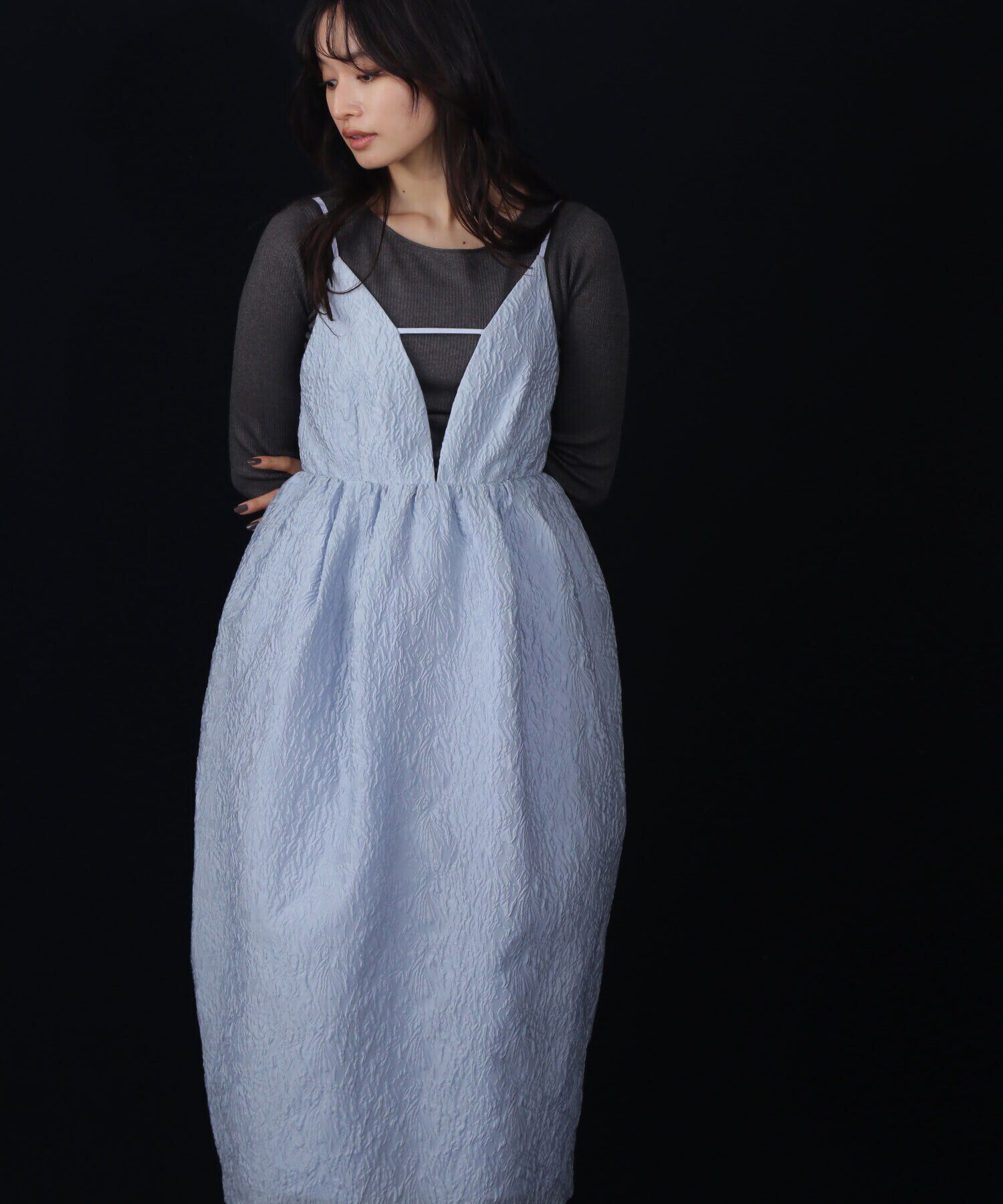  「ジャガードコクーンキャミワンピース」|ワンピース|