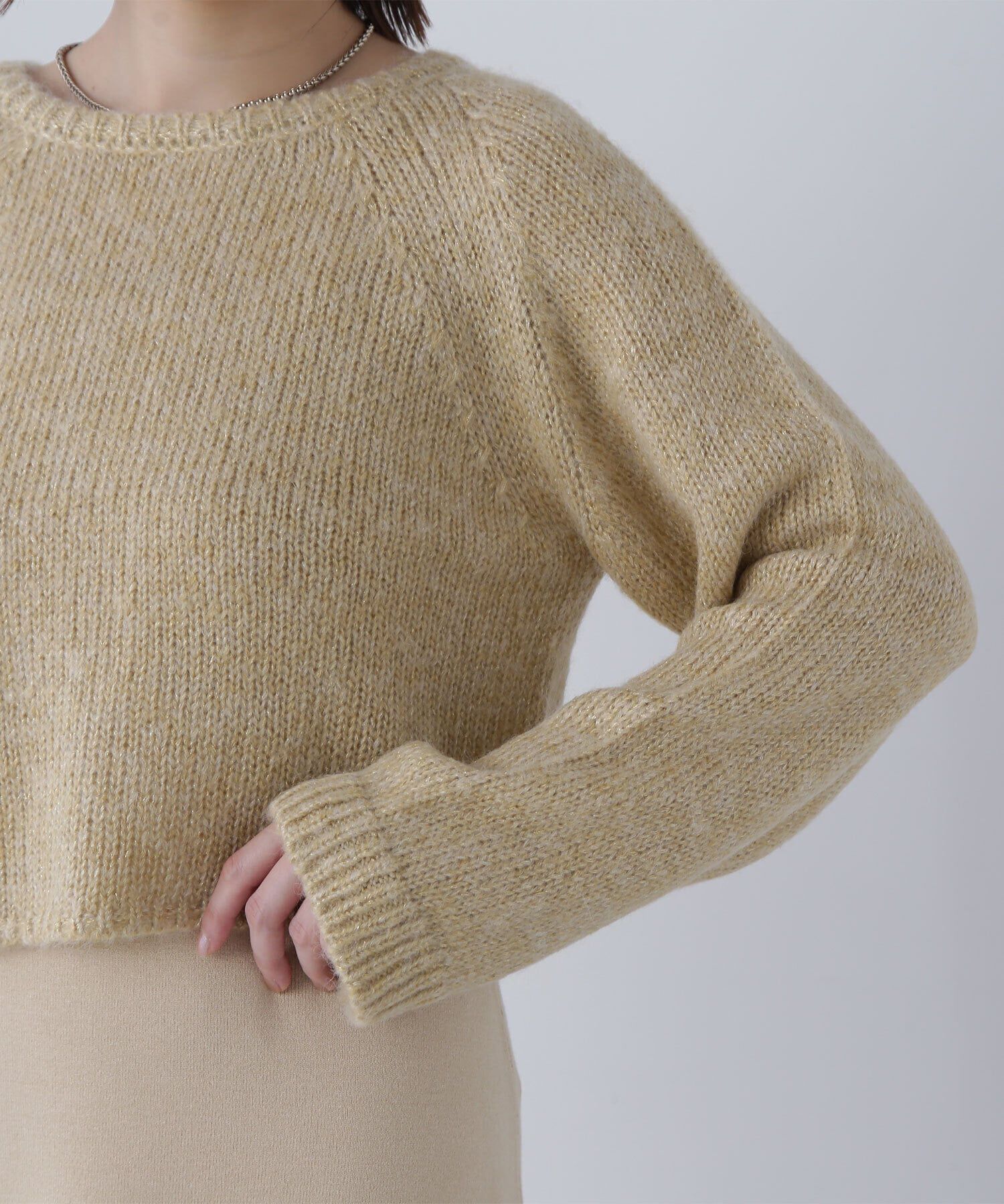  「クロップドラメトップス＆ニットキャミワンピース」|ワンピース|