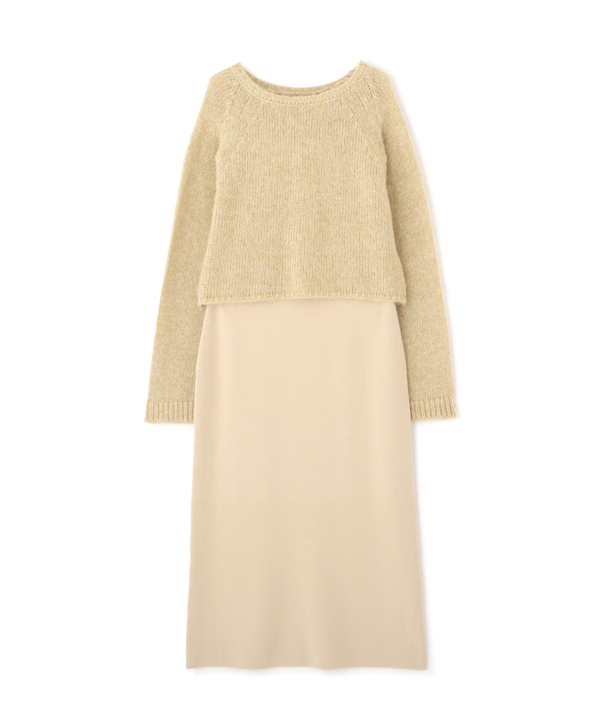  「クロップドラメトップス＆ニットキャミワンピース」|ワンピース|