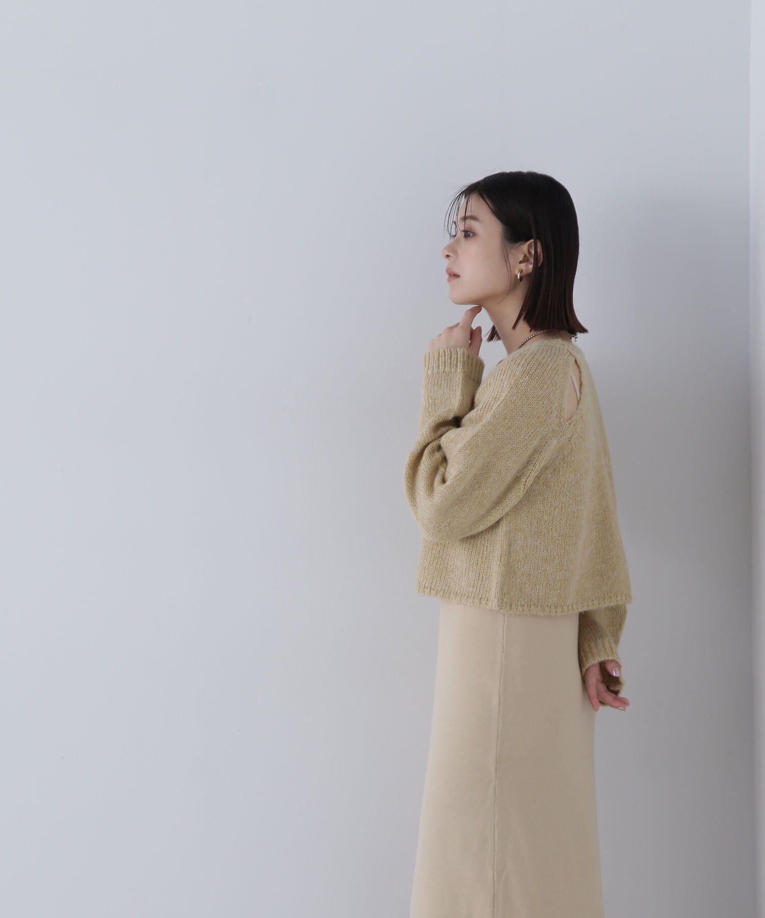  「クロップドラメトップス＆ニットキャミワンピース」|ワンピース|