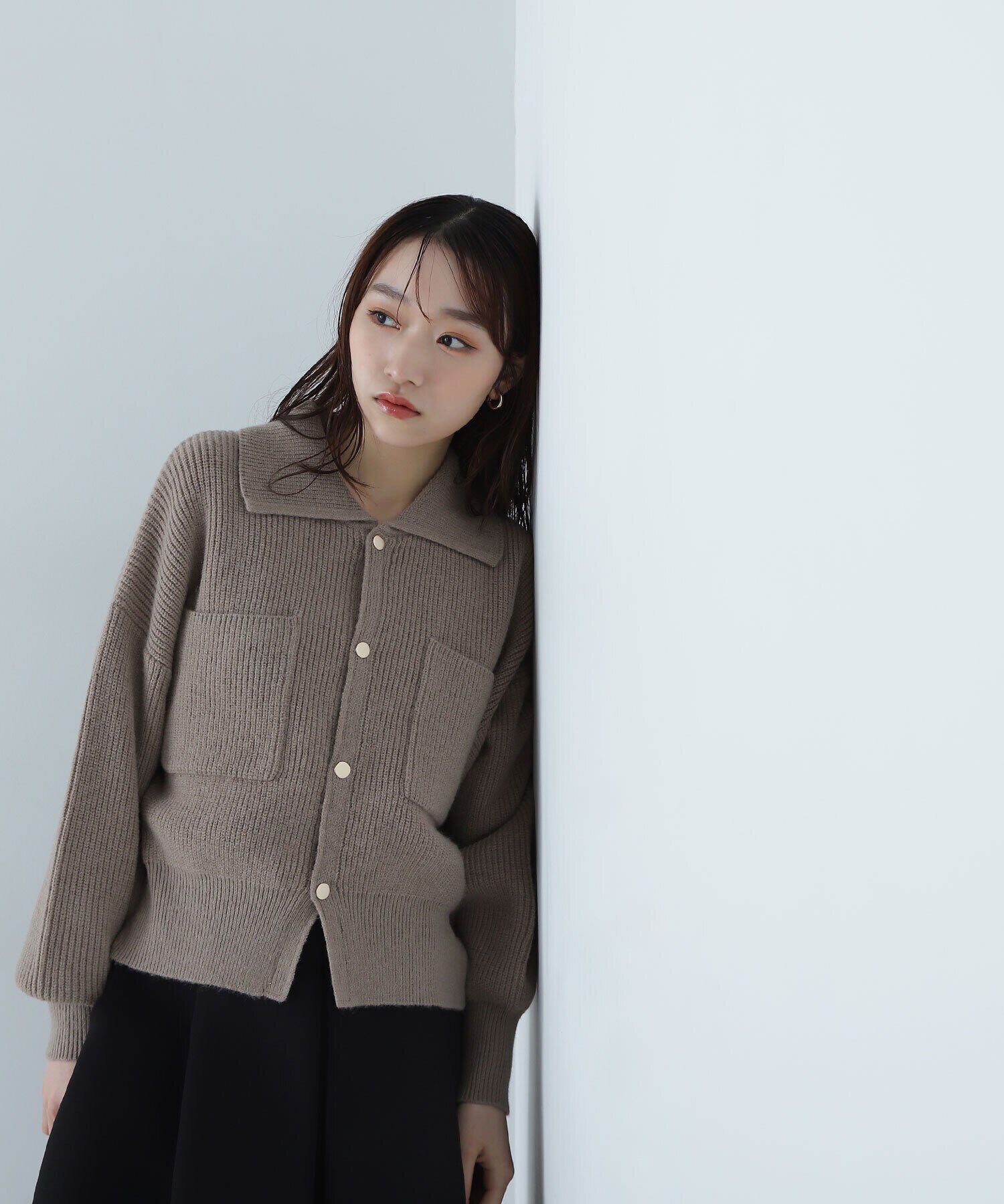  「襟付ニットジャケット」|ニット・セーター|ベージュ