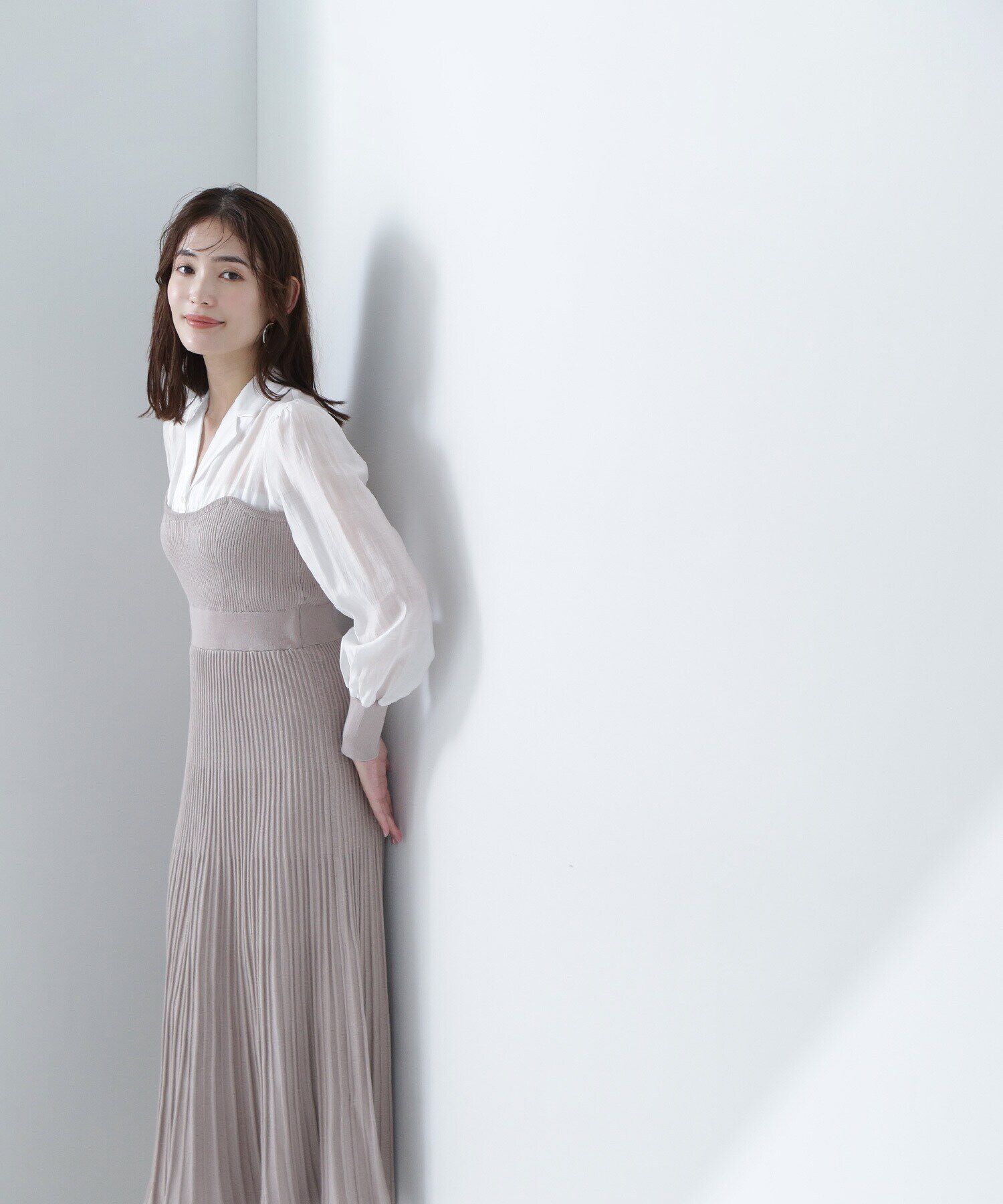  「オープンカラーニットビスチェワンピース」|ワンピース|