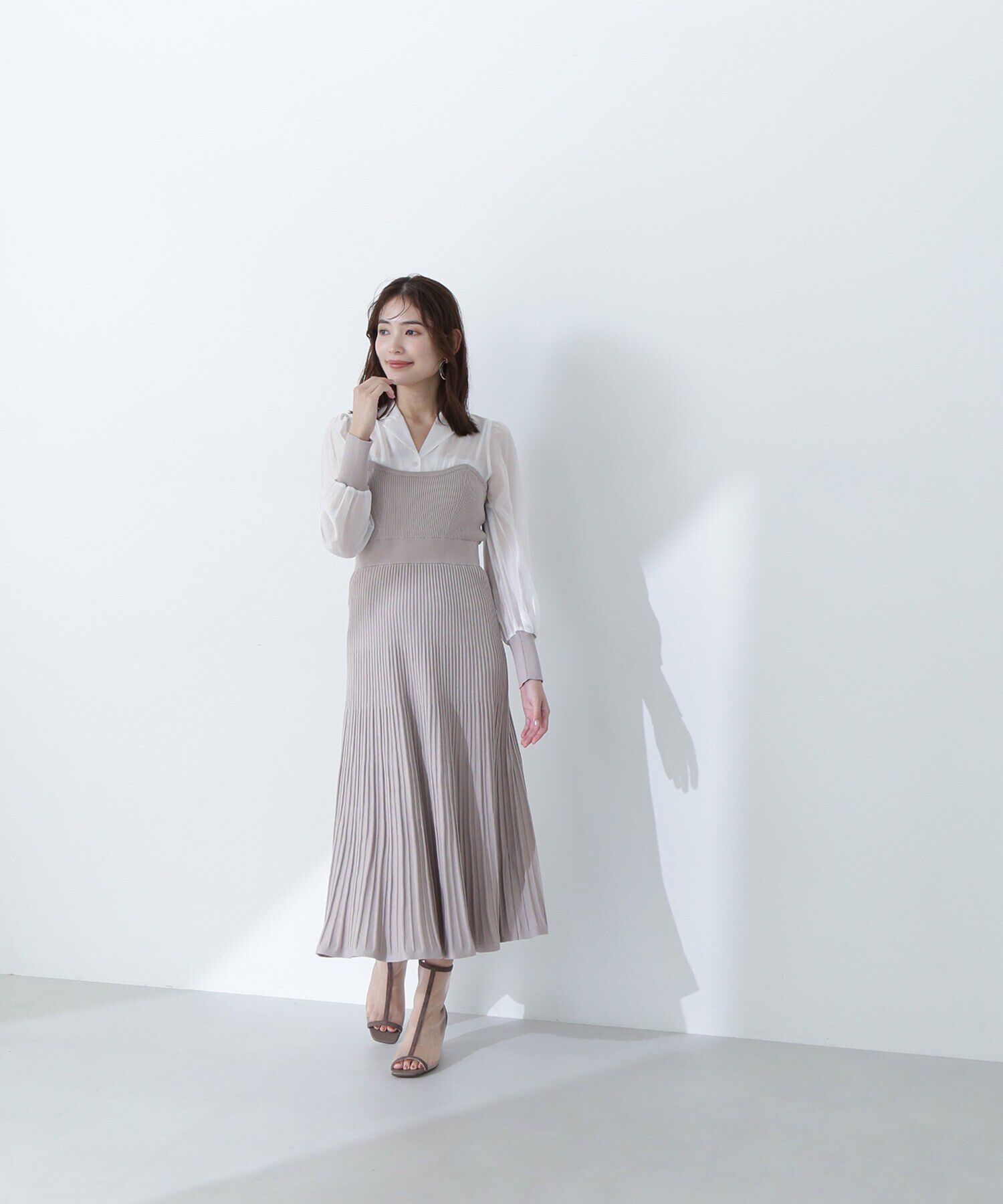  「オープンカラーニットビスチェワンピース」|ワンピース|