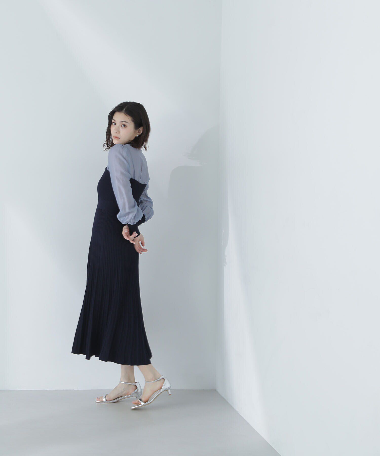  「オープンカラーニットビスチェワンピース」|ワンピース|