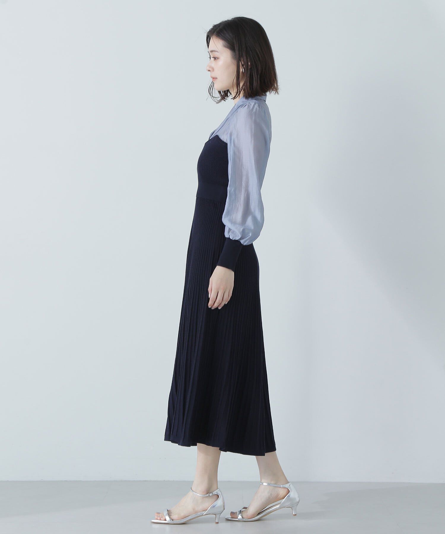  「オープンカラーニットビスチェワンピース」|ワンピース|