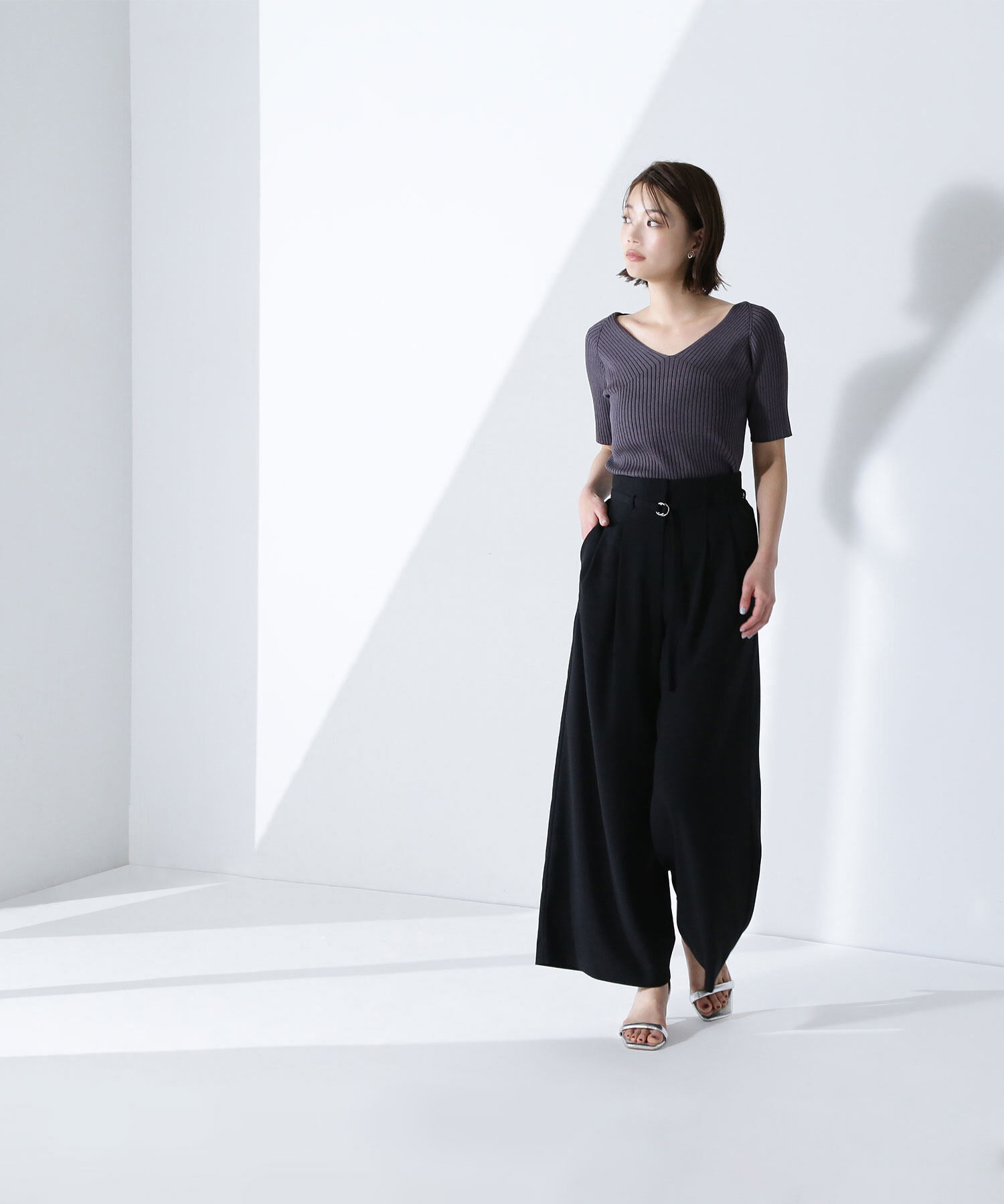  「Vネックワイドリブニット」|ニット・セーター|