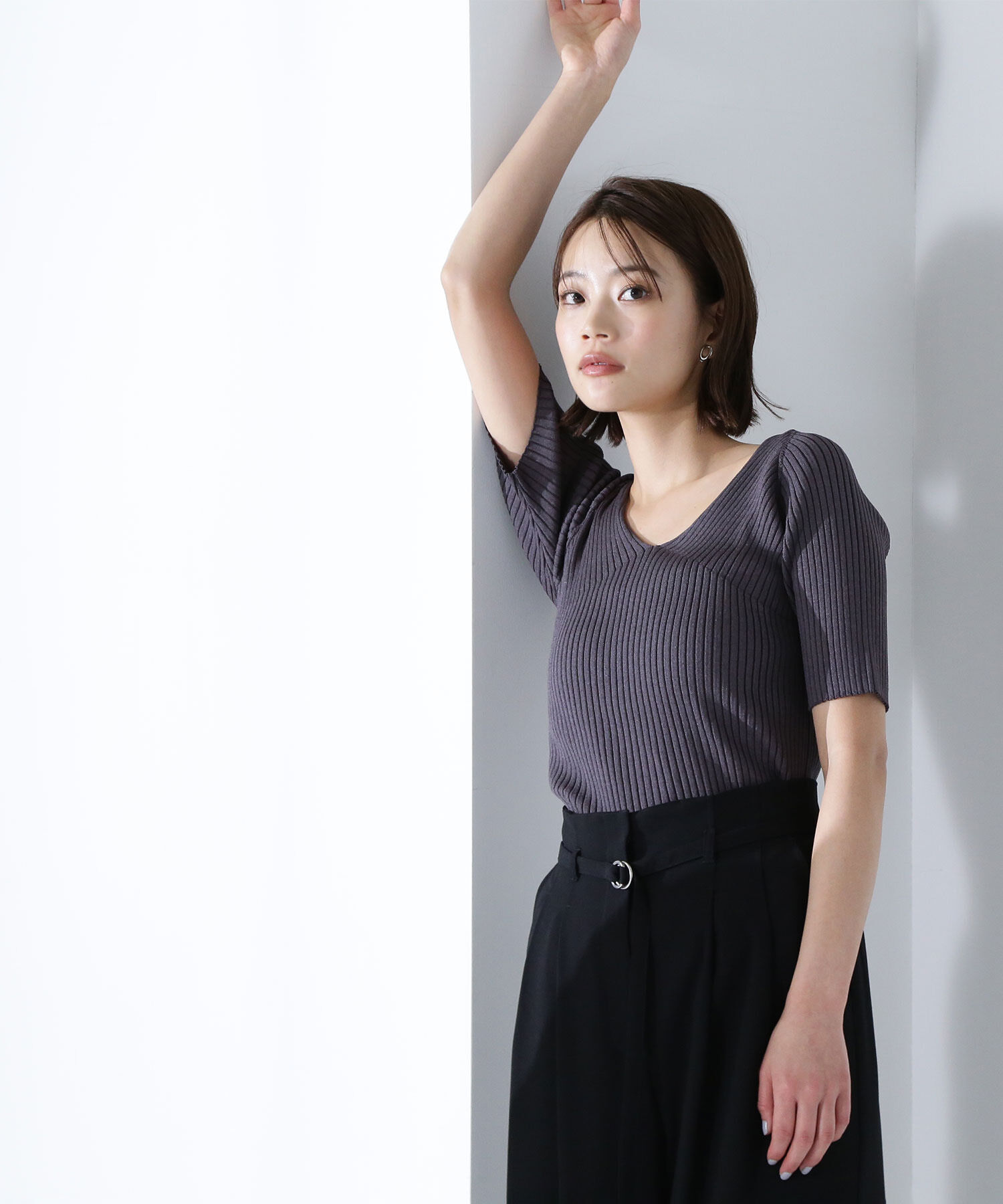  「Vネックワイドリブニット」|ニット・セーター|