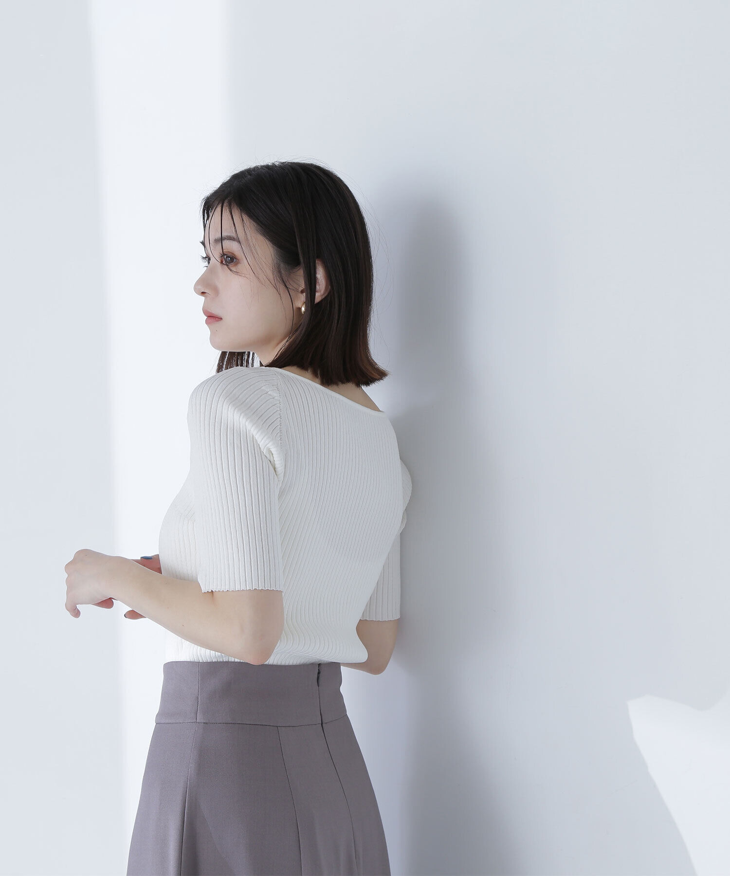  「Vネックワイドリブニット」|ニット・セーター|