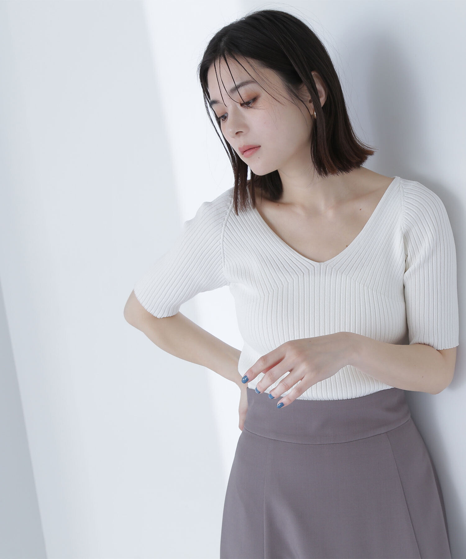  「Vネックワイドリブニット」|ニット・セーター|