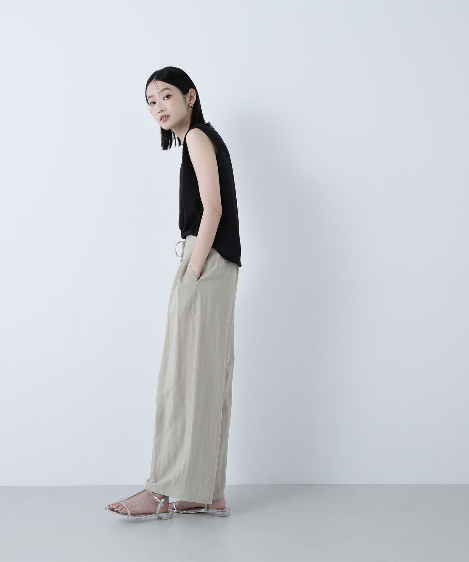  「リボンベルトリラクシータックパンツ　　」|その他|