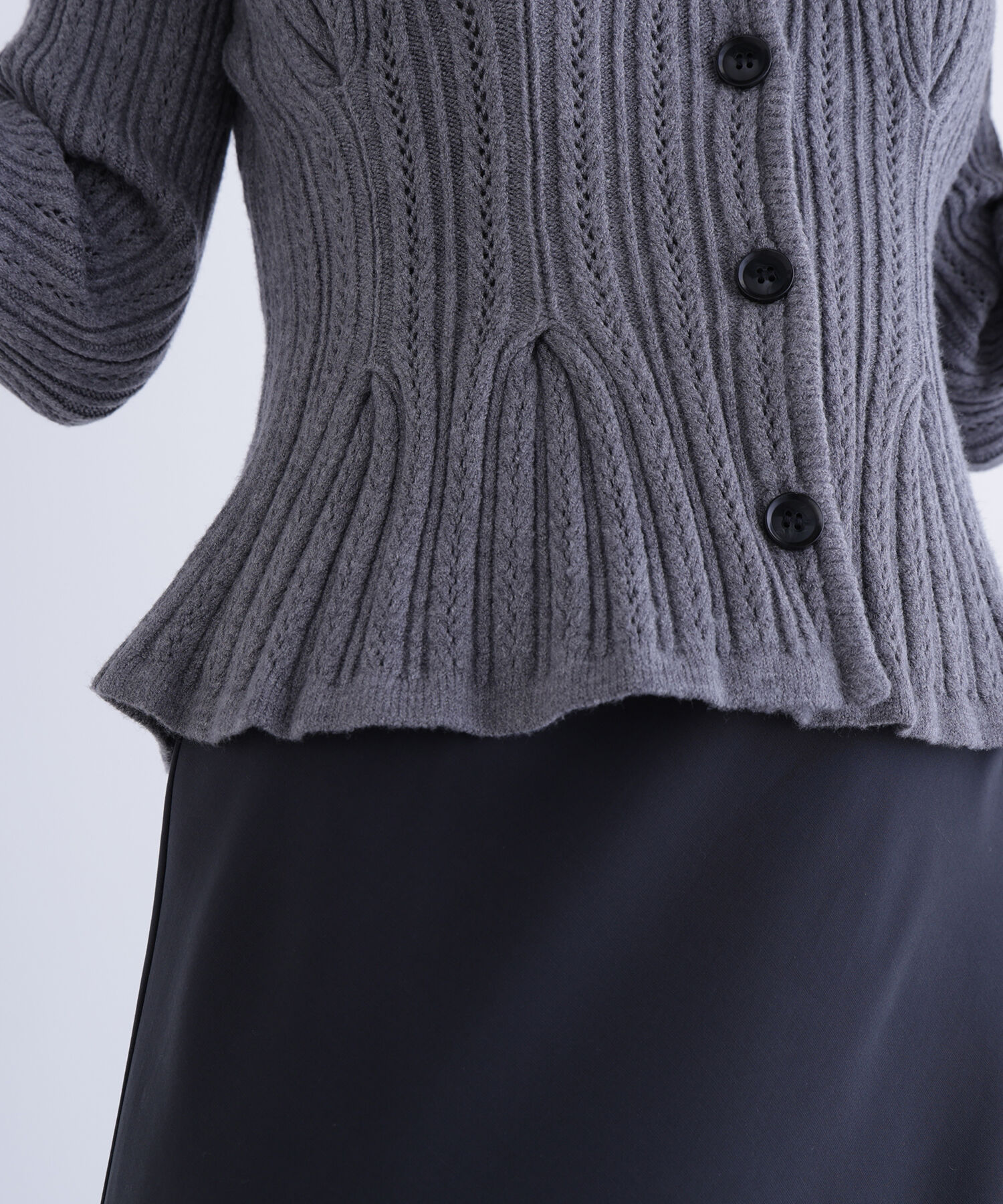  「柄編みペプラムニットカーディガン」|ニット・セーター|