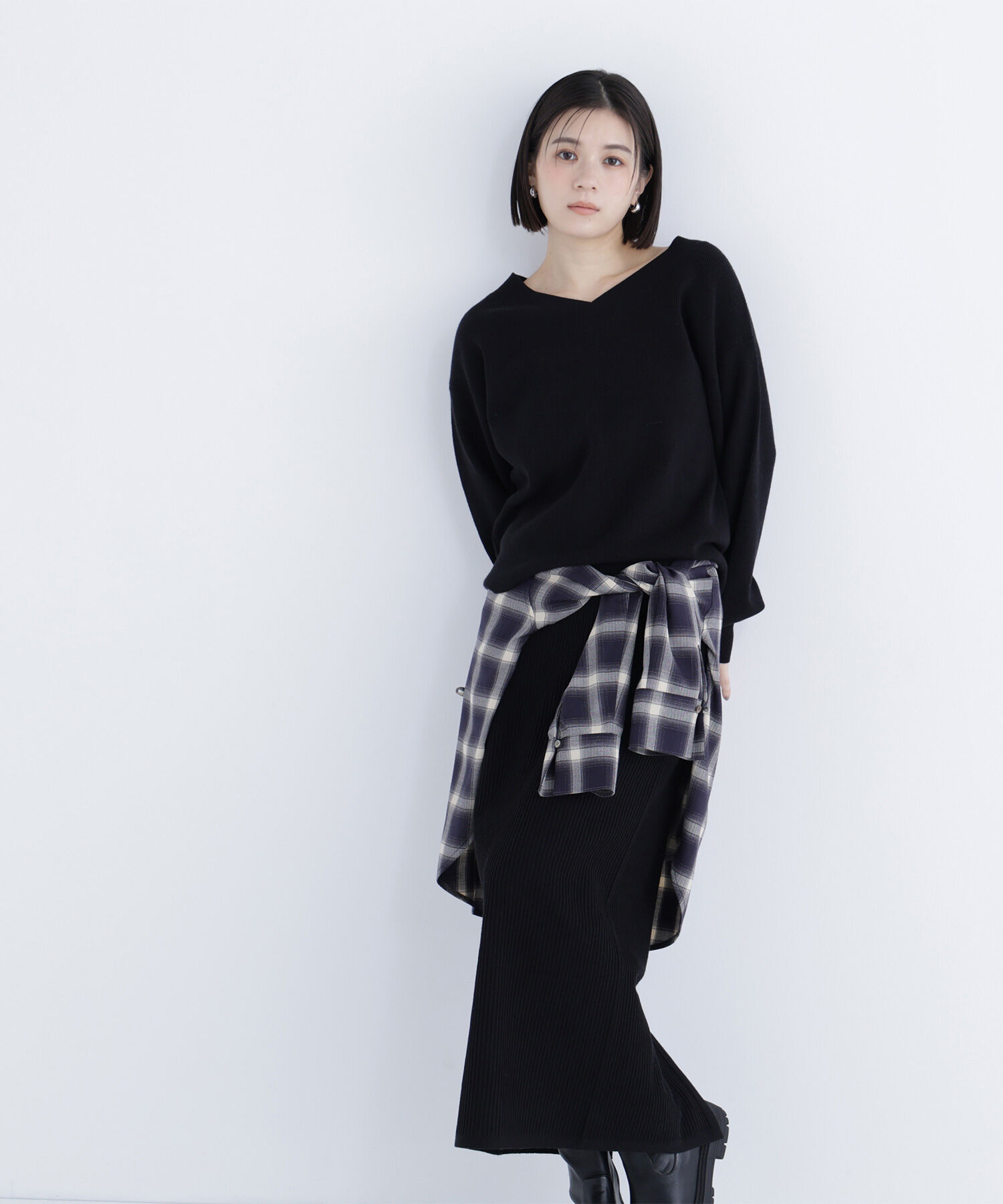  「Vネックフォルムニットセットアップ」|ワンピース|