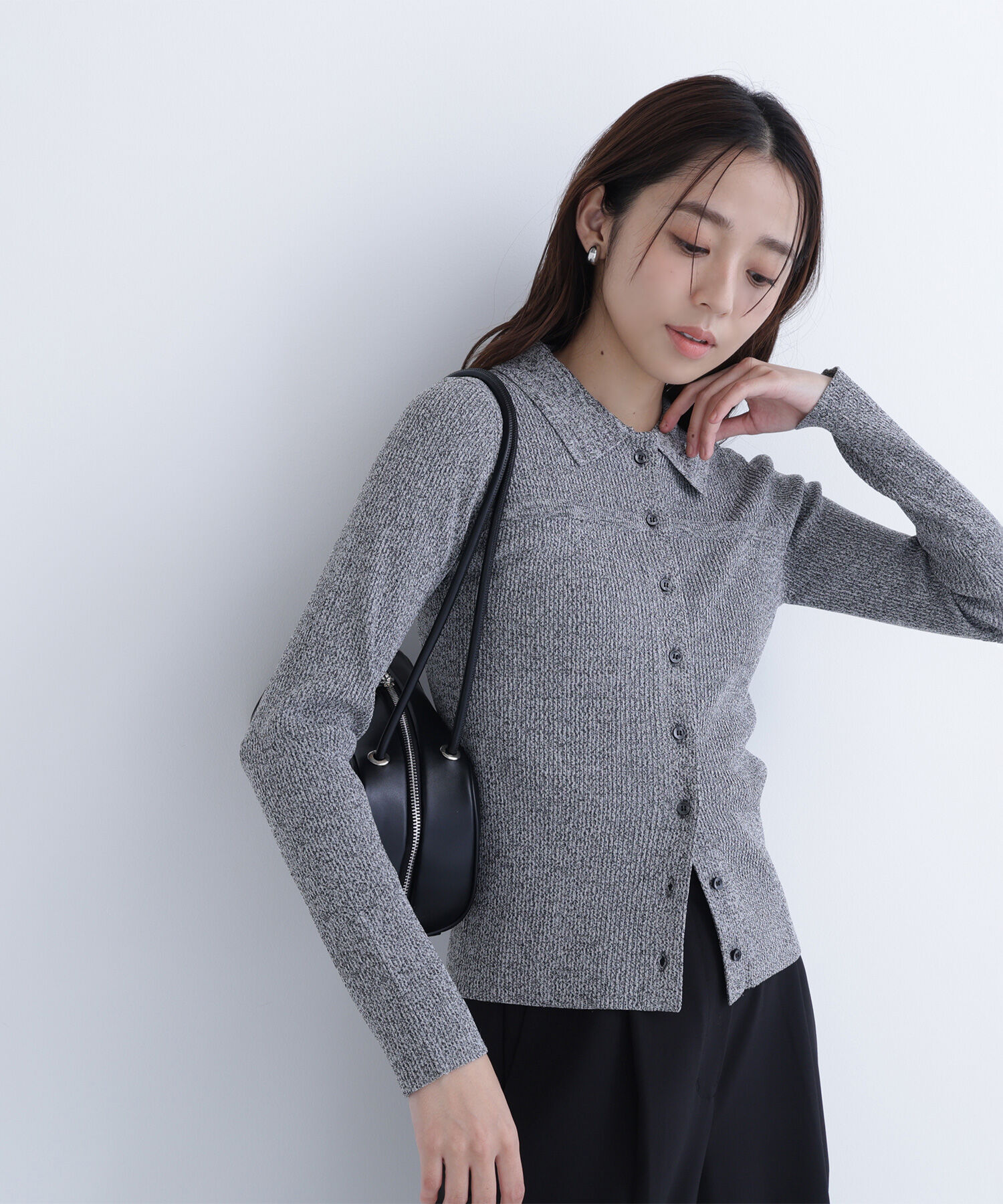  「ヨーク切替ポロニット」|ニット・セーター|