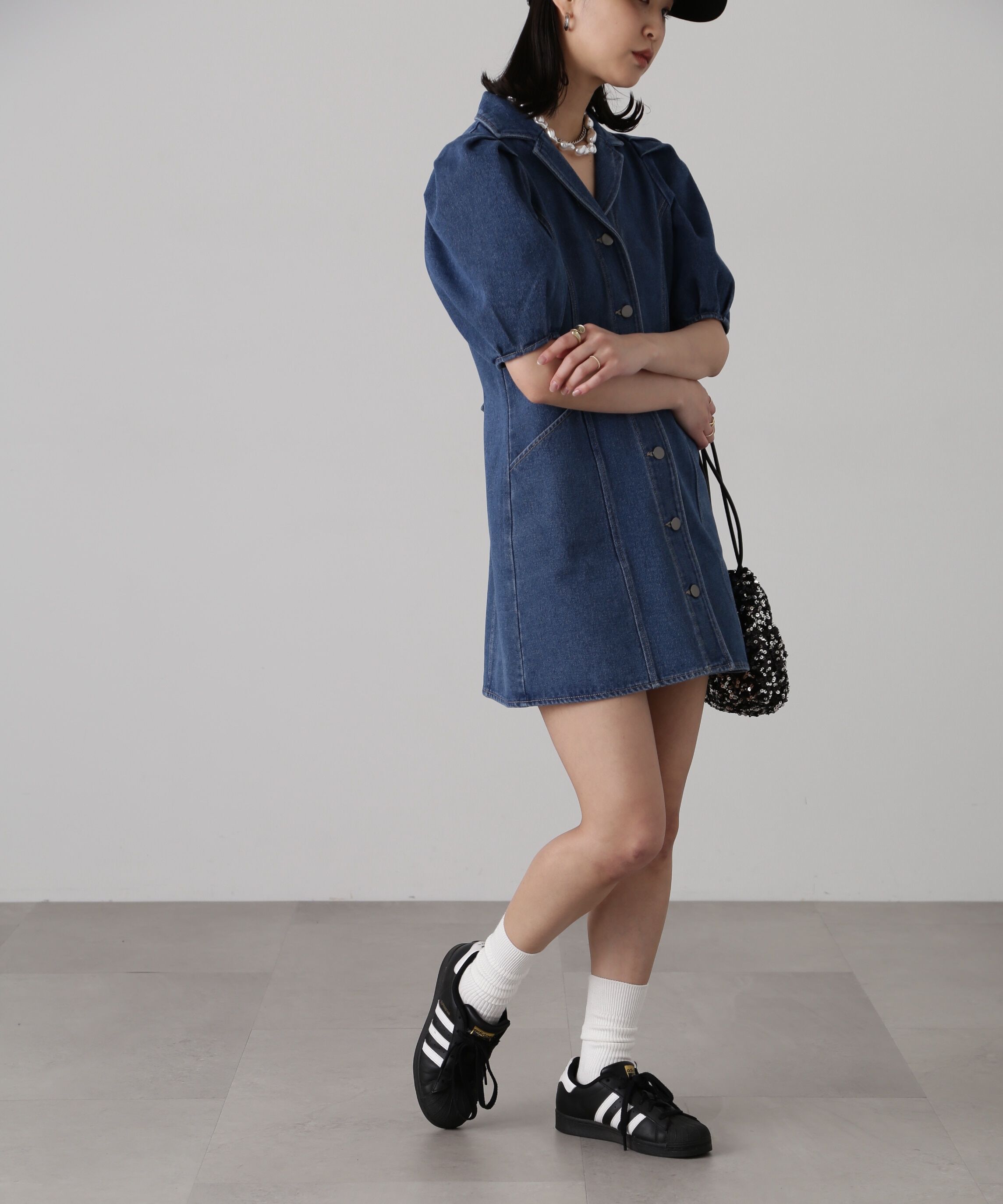  「デニムミニワンピース」|ワンピース|