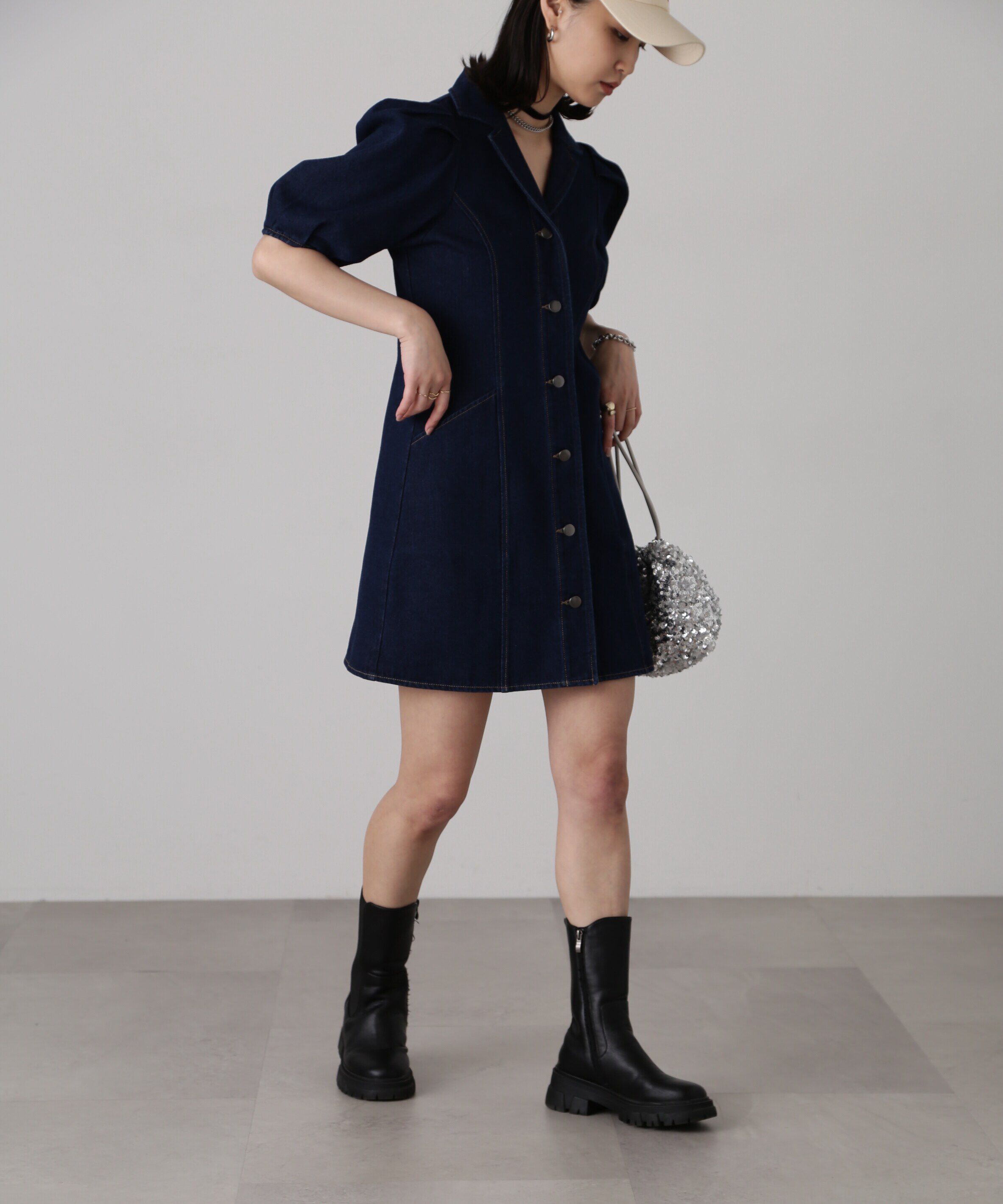  「デニムミニワンピース」|ワンピース|