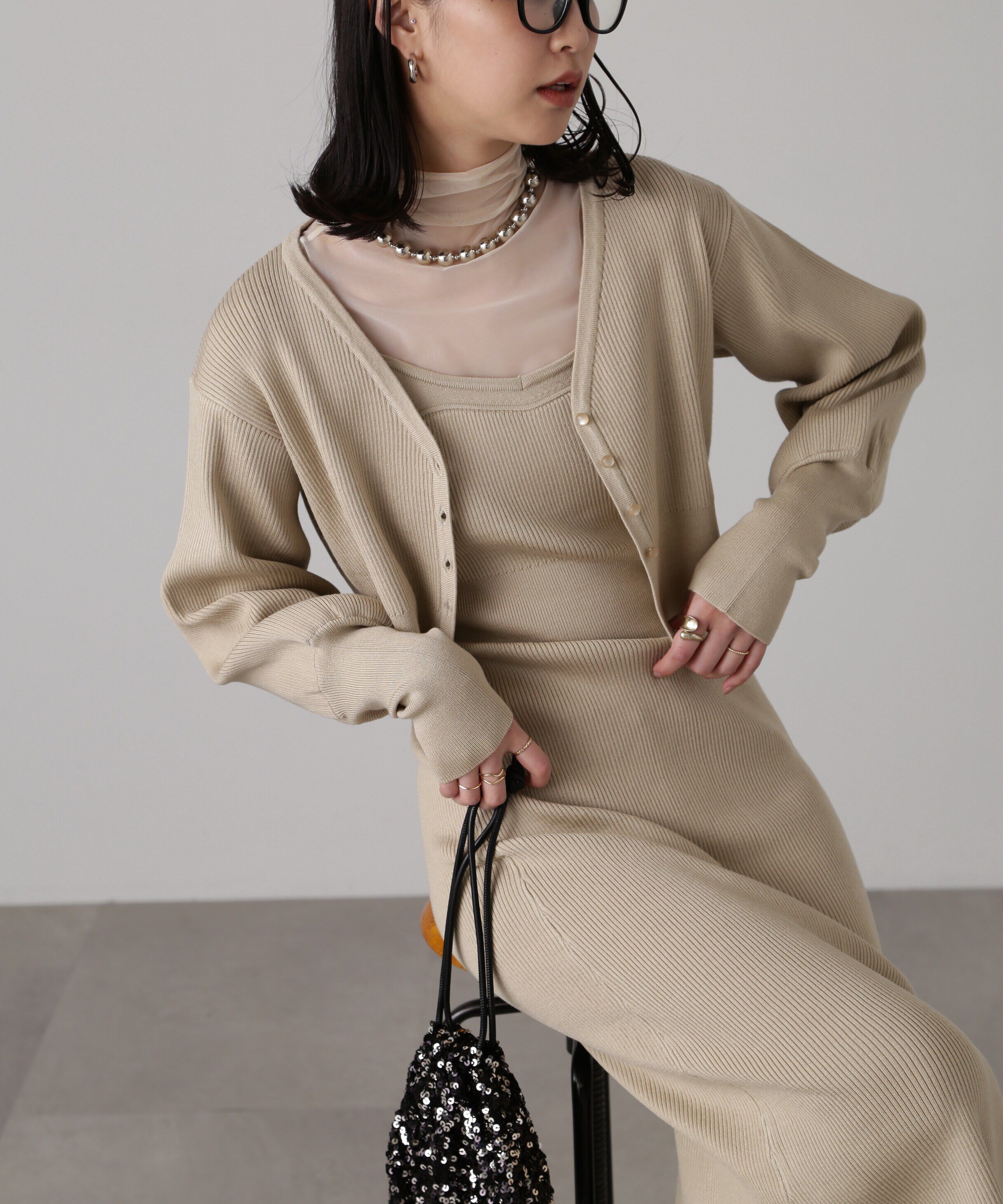  「［セットアップ対応］リブニットカーディガン」|ニット・セーター|