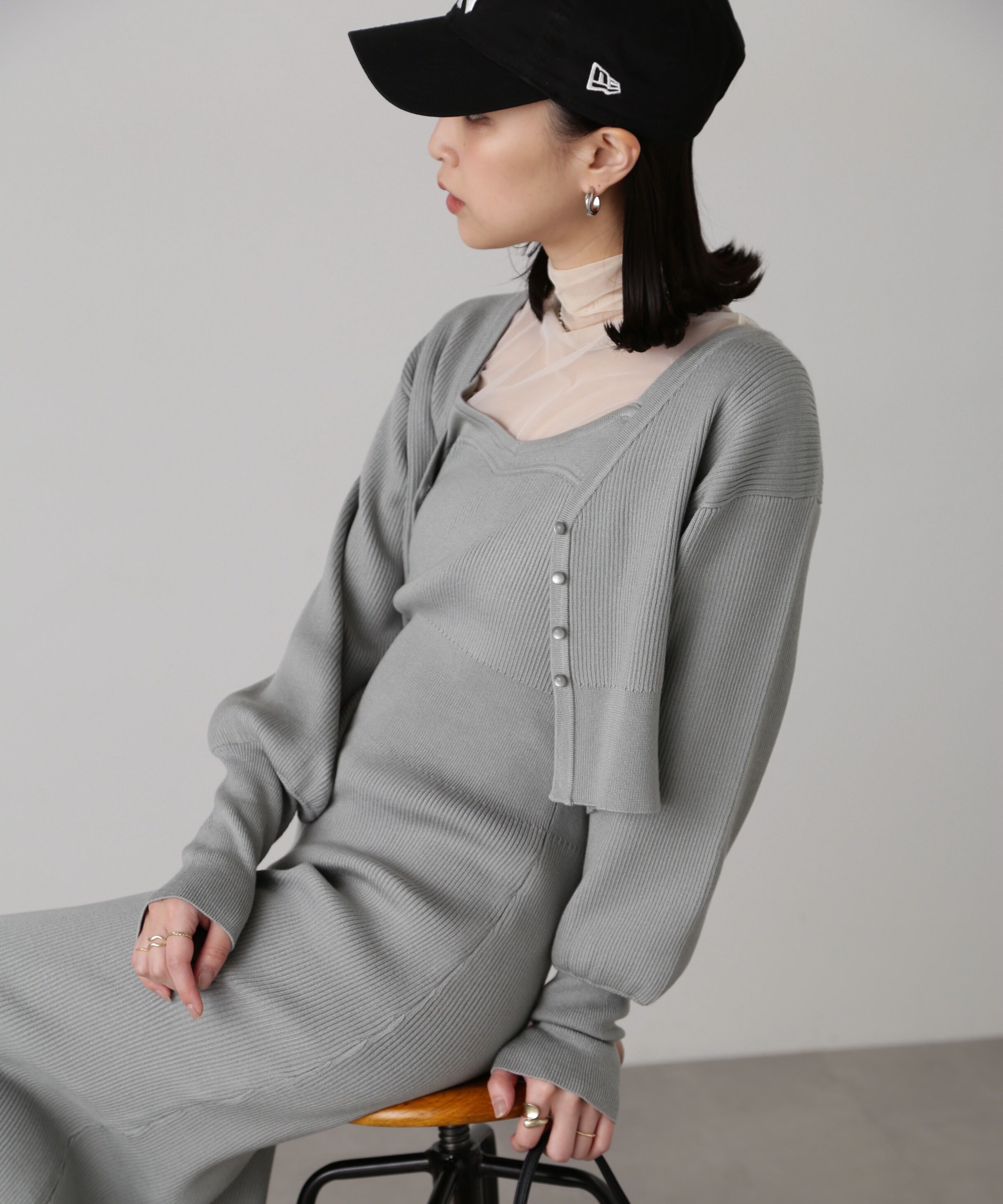  「［セットアップ対応］リブニットカーディガン」|ニット・セーター|