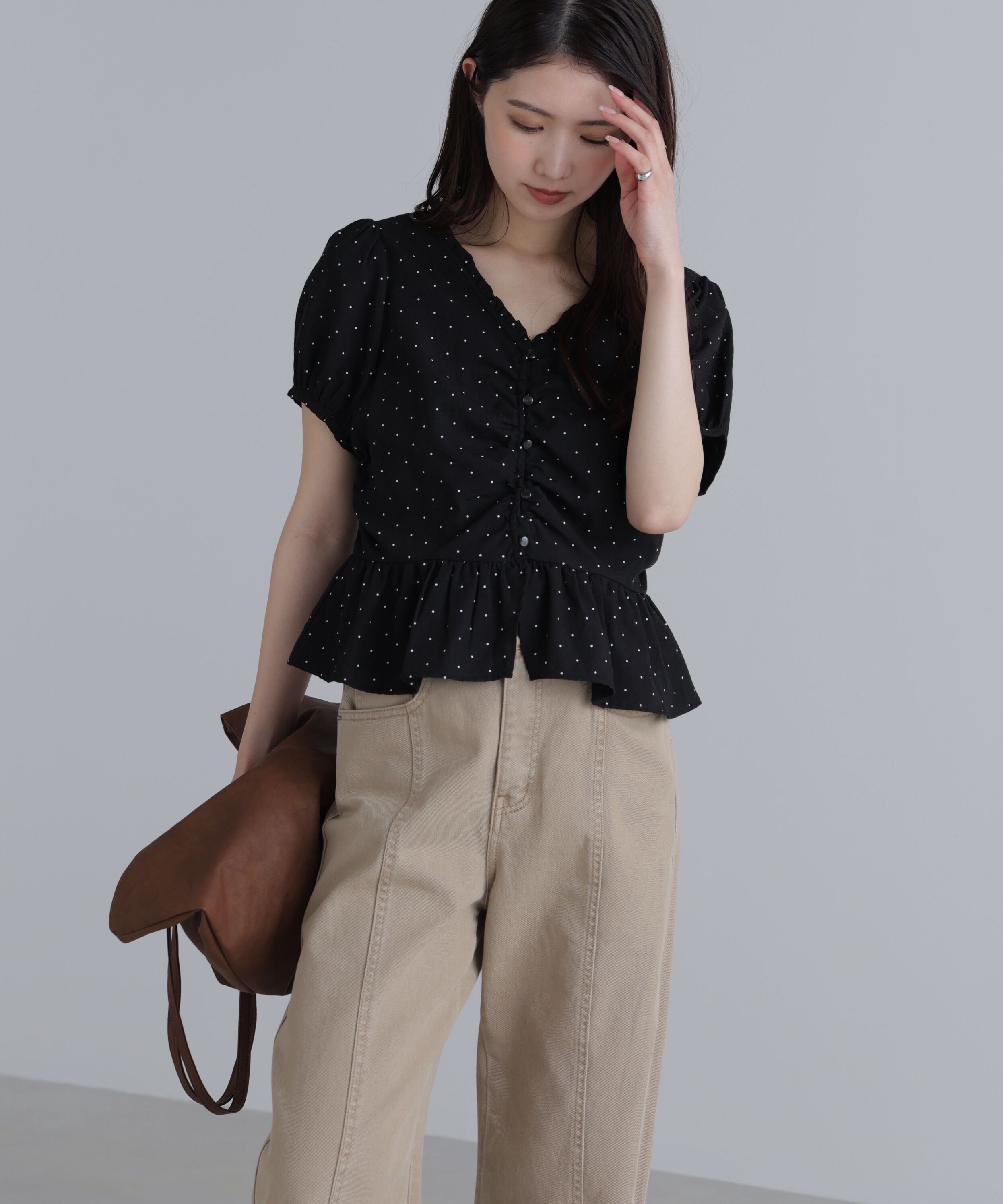  「ペプラムギャザーブラウス」|シャツ・ブラウス|
