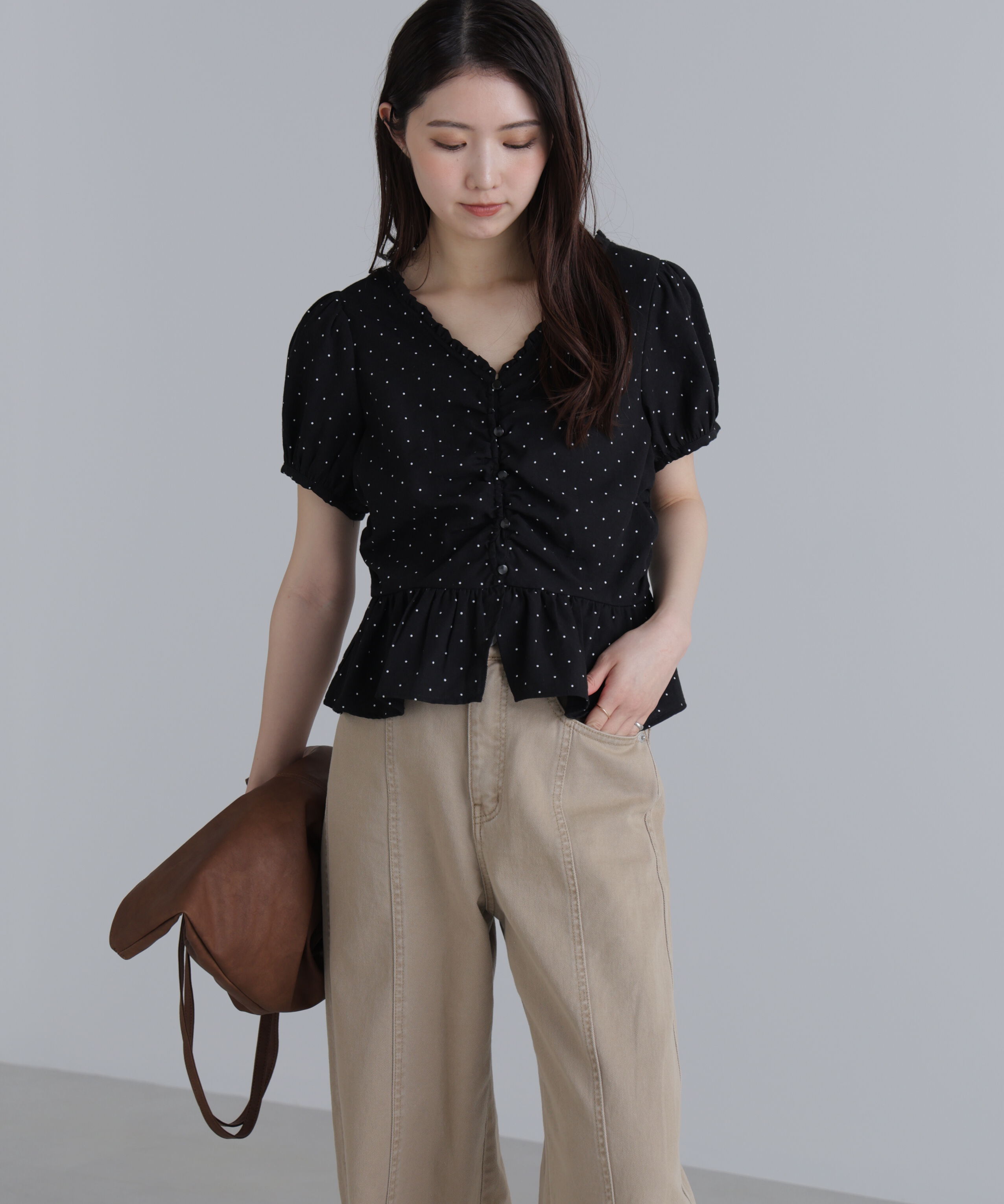  「ペプラムギャザーブラウス」|シャツ・ブラウス|