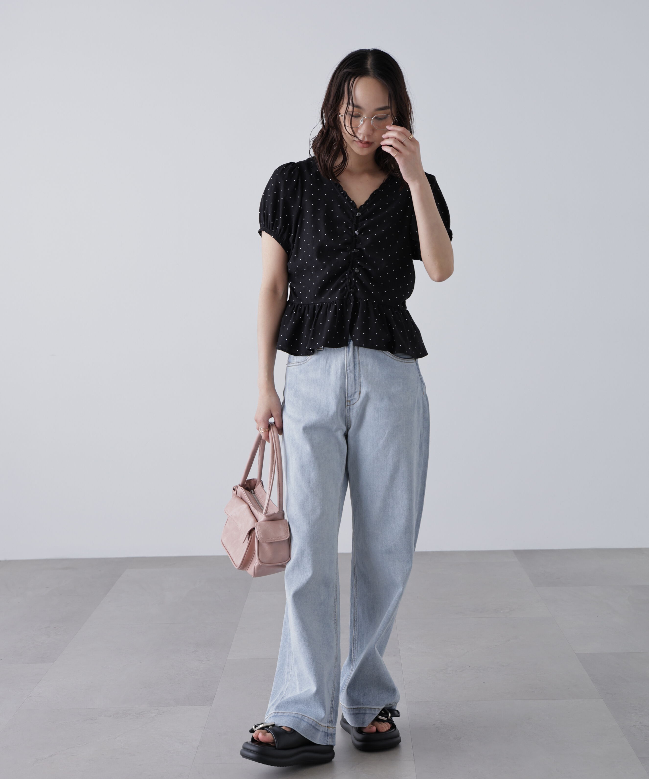  「ペプラムギャザーブラウス」|シャツ・ブラウス|