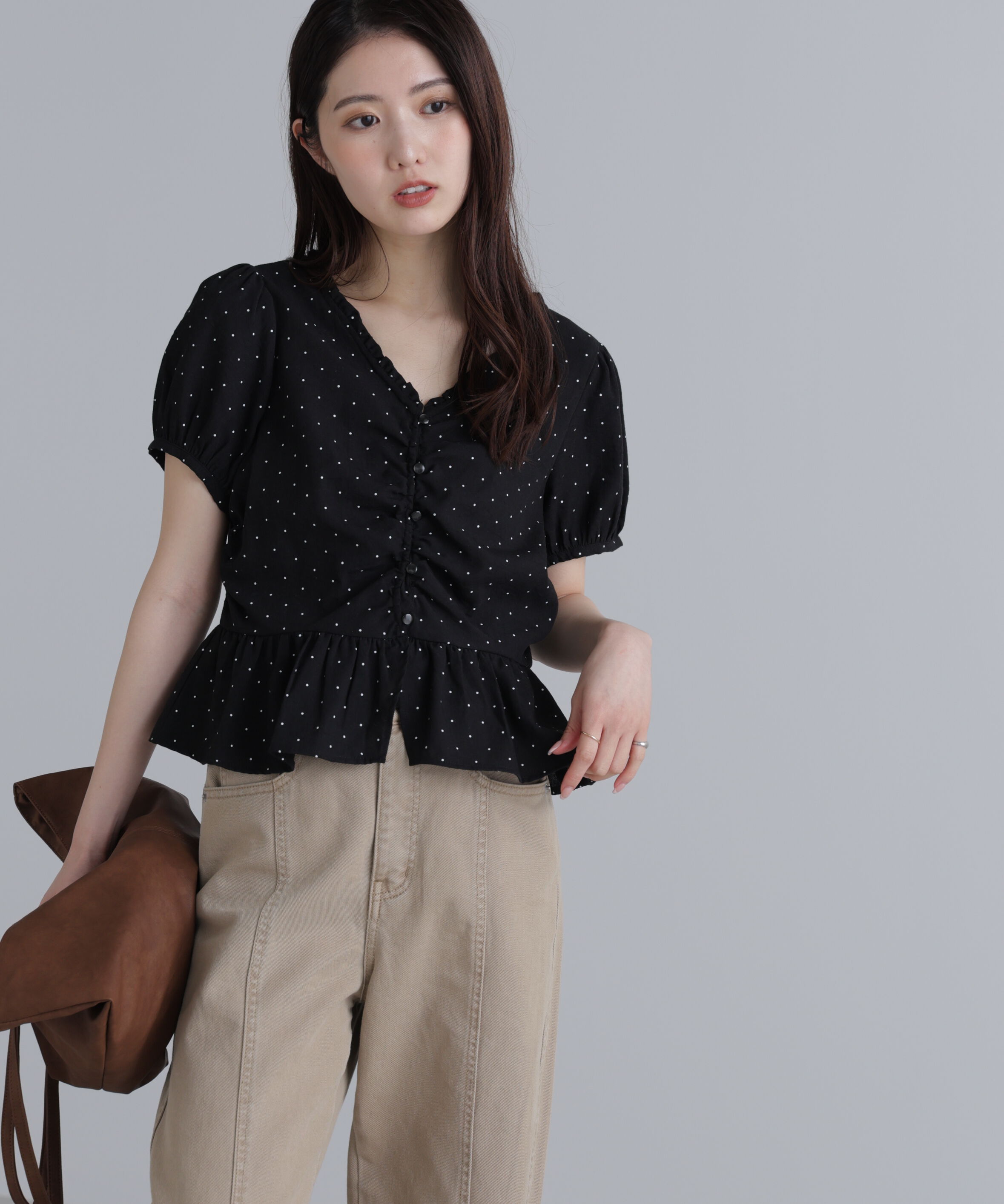  「ペプラムギャザーブラウス」|シャツ・ブラウス|