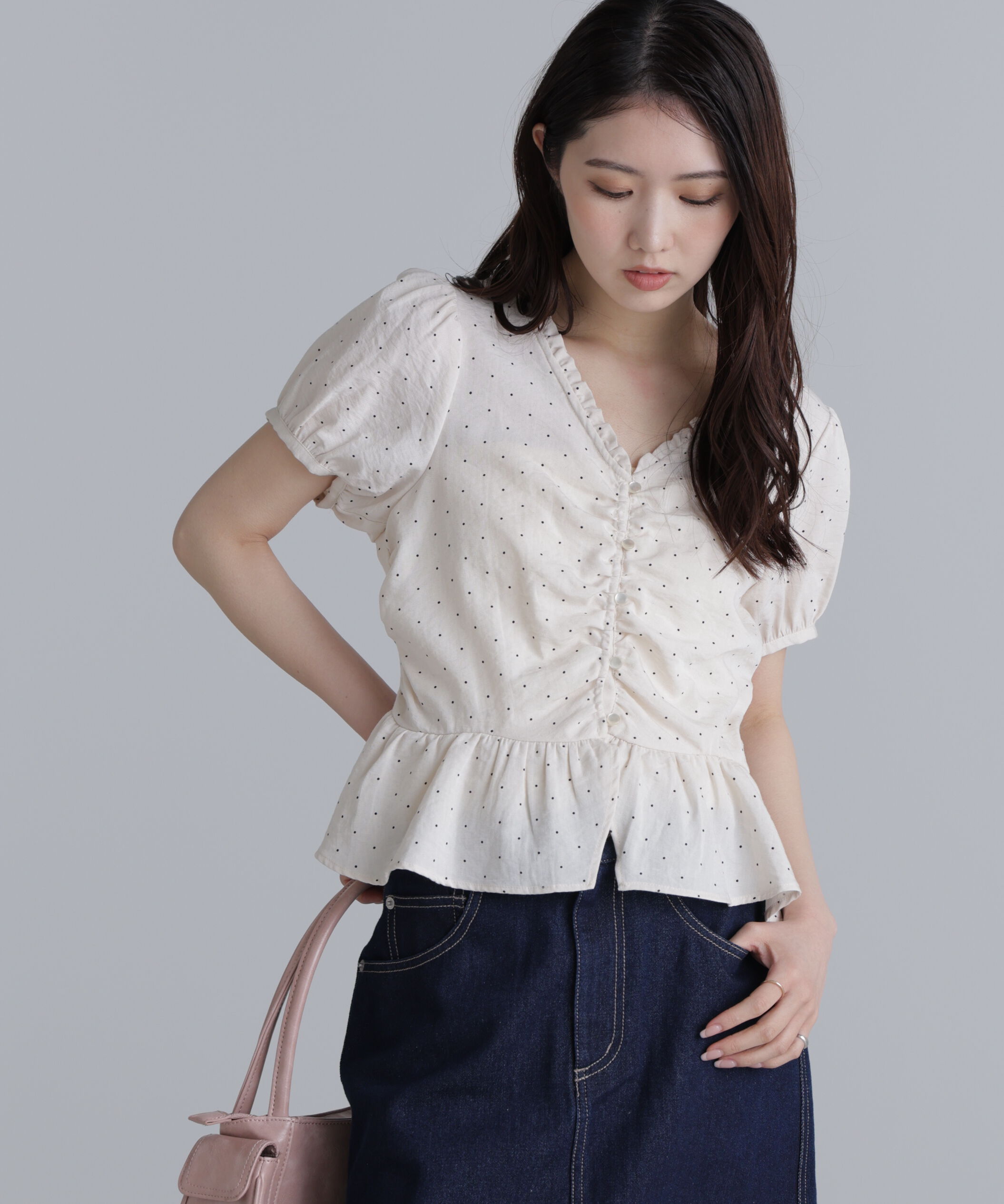 「ペプラムギャザーブラウス」|シャツ・ブラウス|